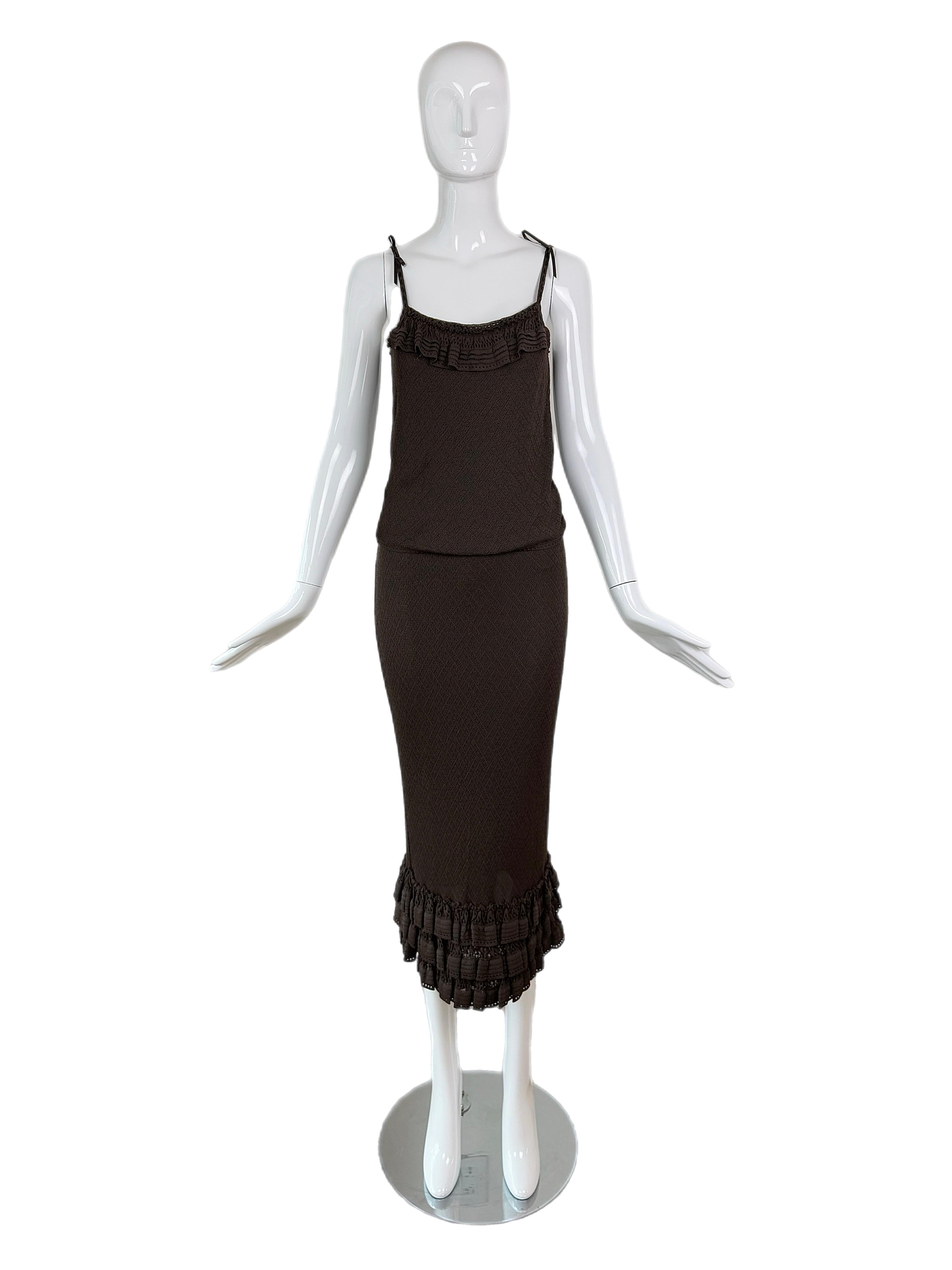 Black DIOR by JOHN GALLIANO 2006 Vintage Chocolate Brown Skirt Set
