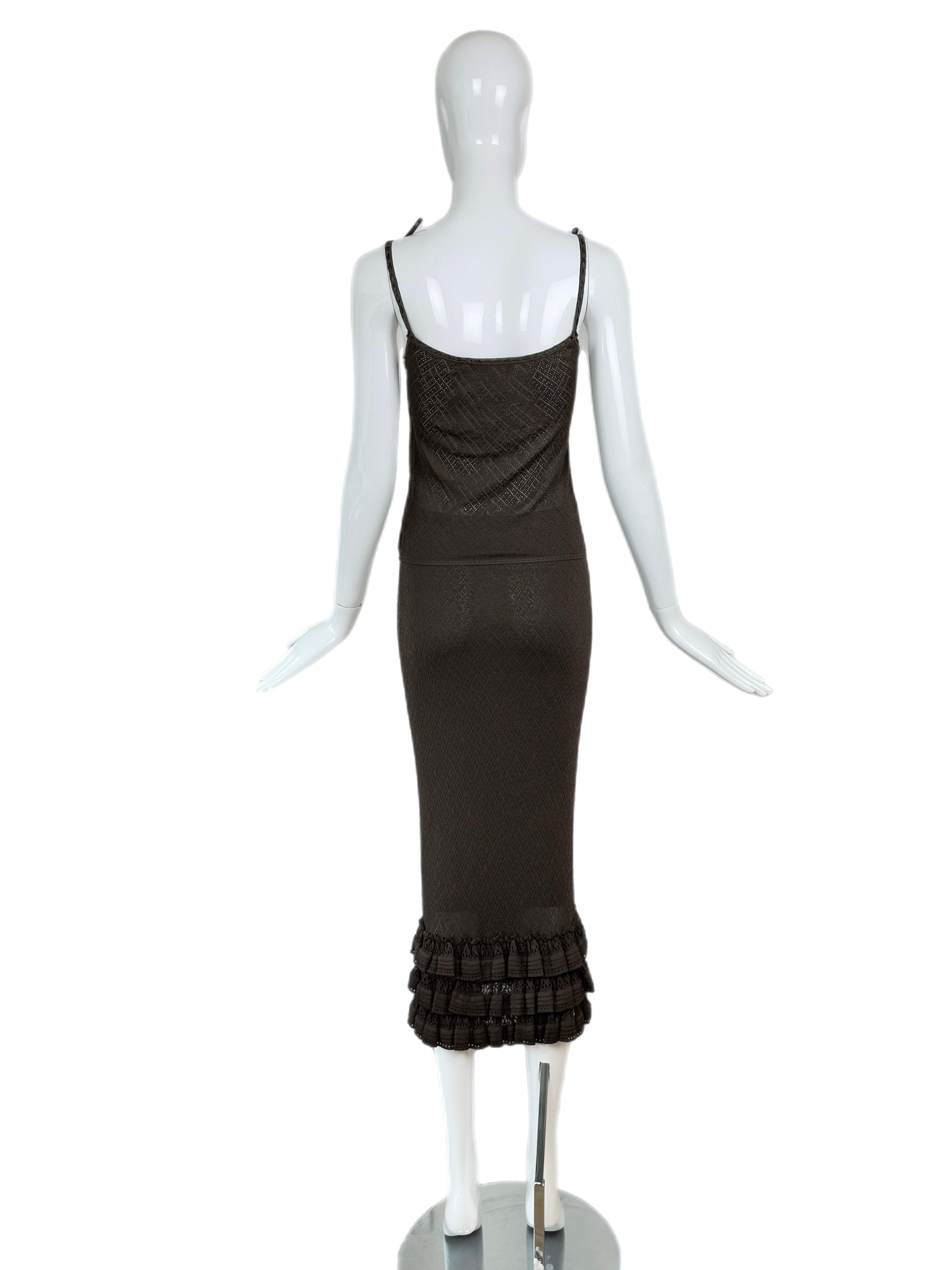 Women's DIOR by JOHN GALLIANO 2006 Vintage Chocolate Brown Skirt Set