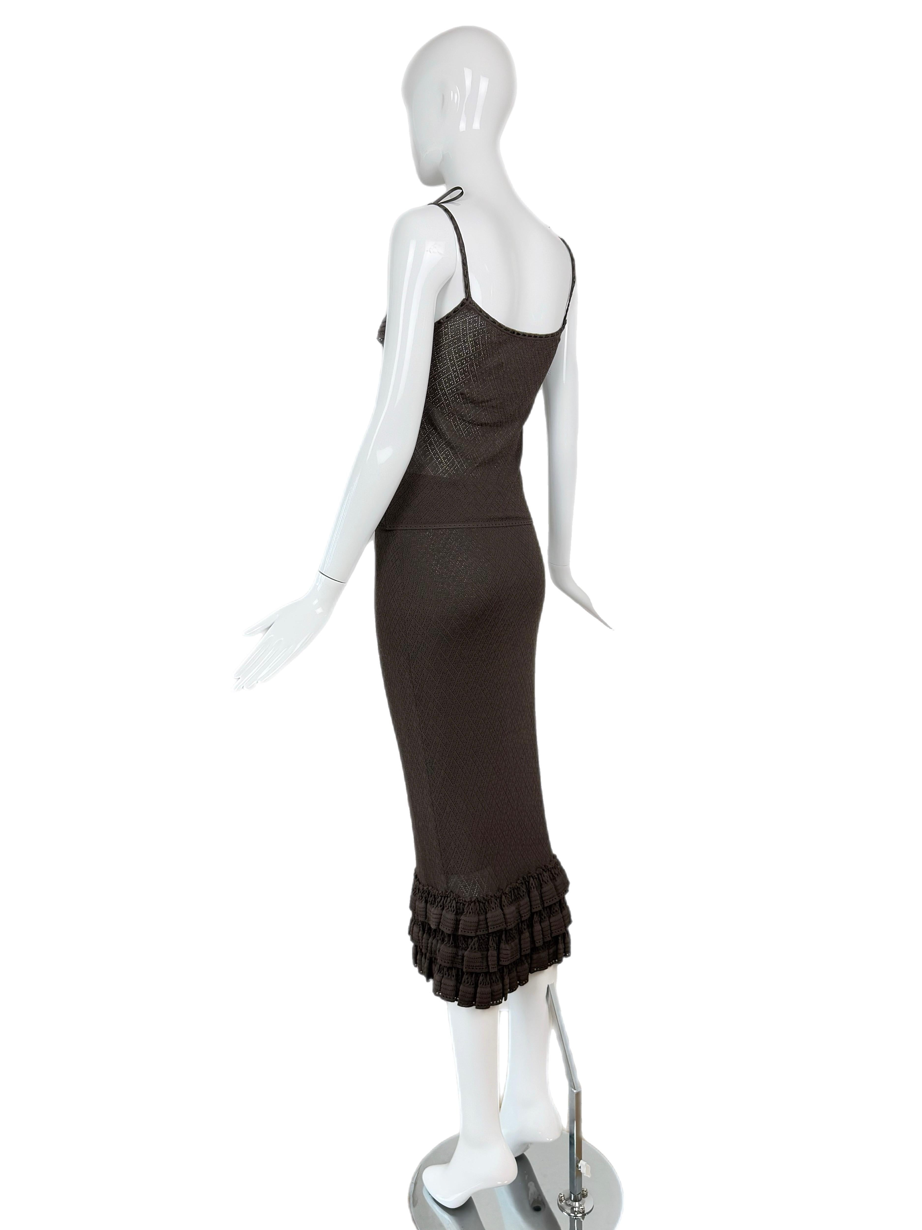DIOR by JOHN GALLIANO 2006 Vintage Chocolate Brown Skirt Set 1
