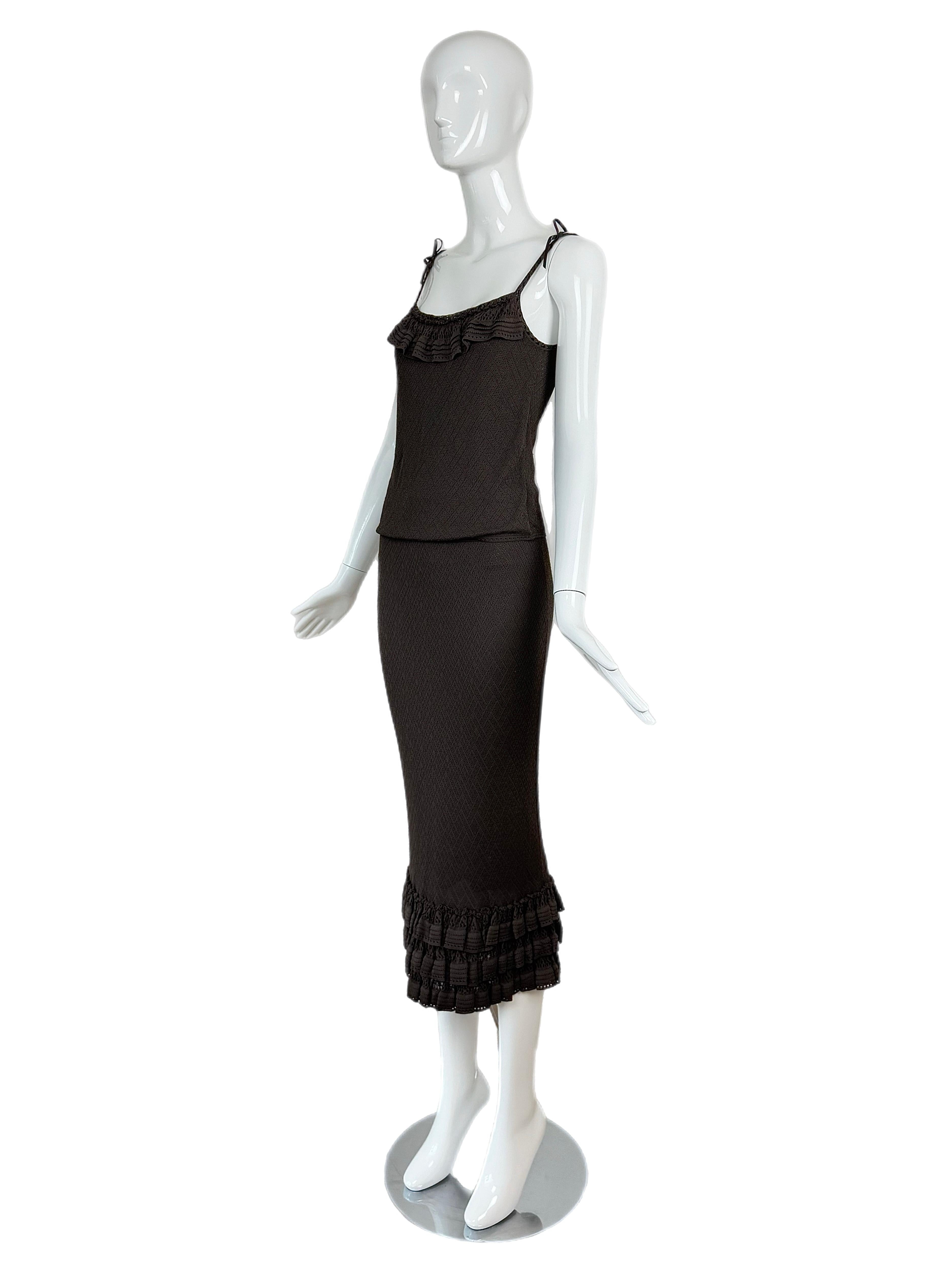 DIOR by JOHN GALLIANO 2006 Vintage Chocolate Brown Skirt Set 2