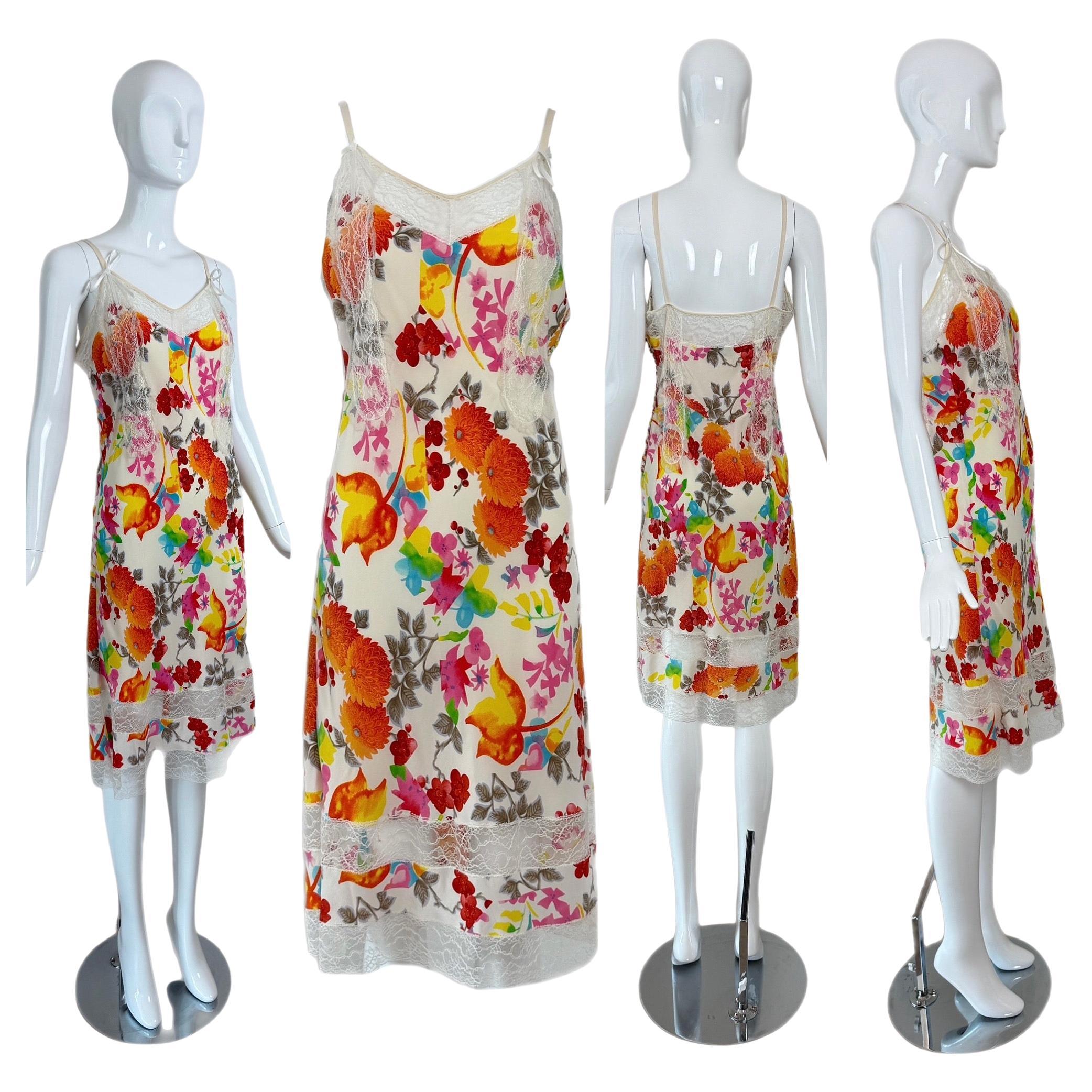 DIOR by JOHN GALLIANO 2006 Vintage Silk Lace Floral Midi Dress