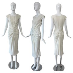 DIOR by JOHN GALLIANO 2008 Vintage Off-White Ruched Grecian Dress Bride Bridal