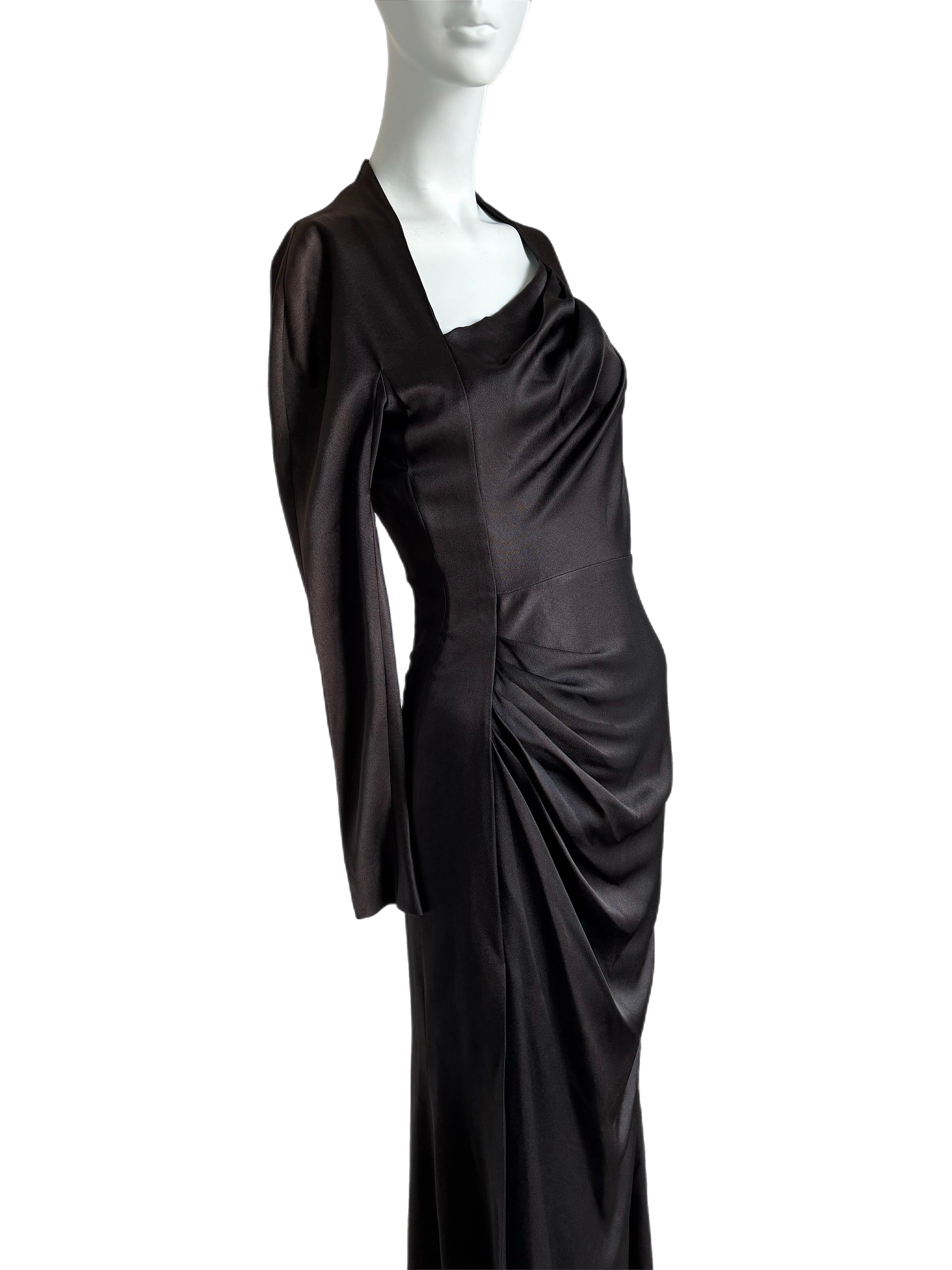 Donna DIOR by John Galliano 2009 Vintage Espresso Brown Abito da sera Maxi Dress