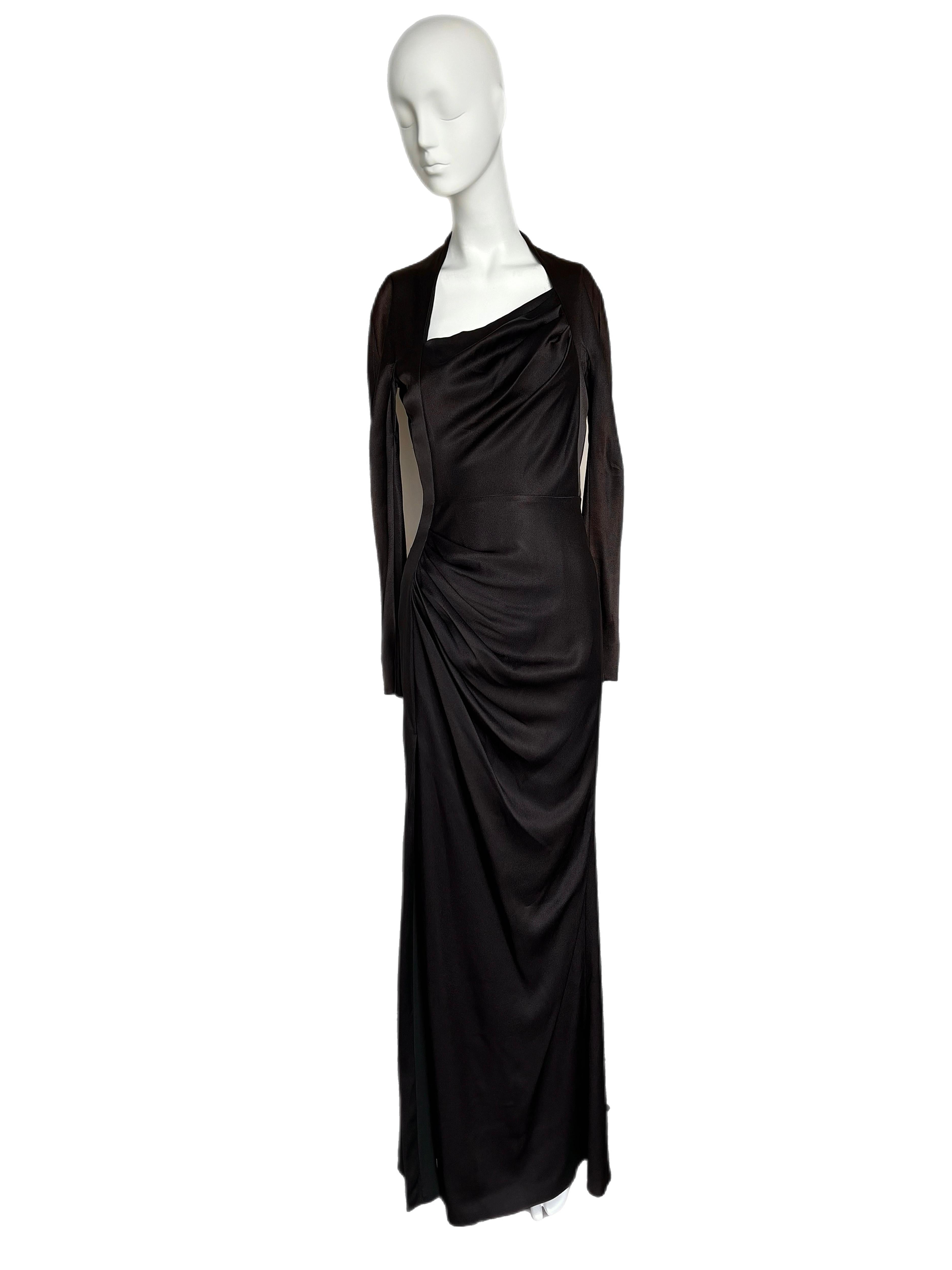 DIOR by John Galliano 2009 Vintage Espresso Brown Abito da sera Maxi Dress 1