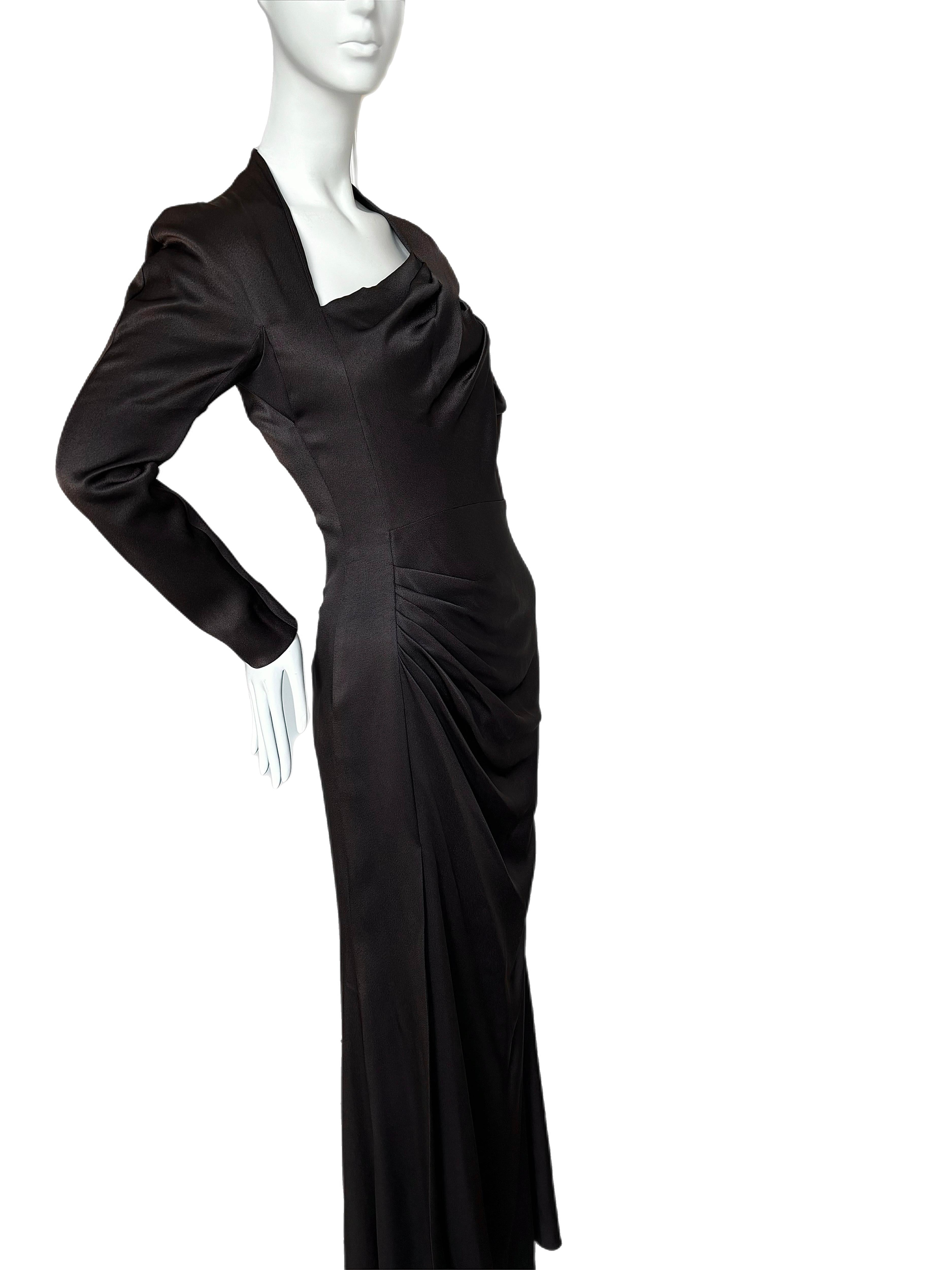 DIOR by John Galliano 2009 Vintage Espresso Brown Abito da sera Maxi Dress 2