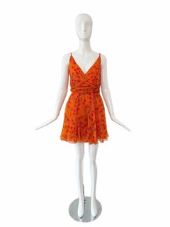 DIOR by JOHN GALLIANO 2009 Vintage Runway Silk Orange Mini Dress Short + Sexy