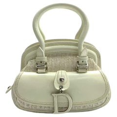 Dior by John Galliano 2025 White Leather Canvas Mini Detective Handbag