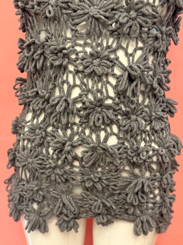 Dior by John Galliano archival grey cotton flowers knit top For