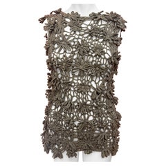 Dior by John Galliano archiviertes graues Baumwollblumen-Strickoberteil