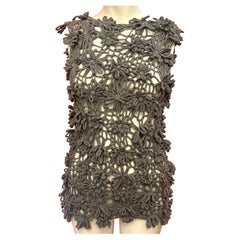 Dior by John Galliano archiviertes graues Baumwollblumen-Strickoberteil