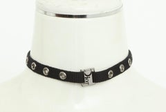 Dior by John Galliano Black Choker with Silver Hardware