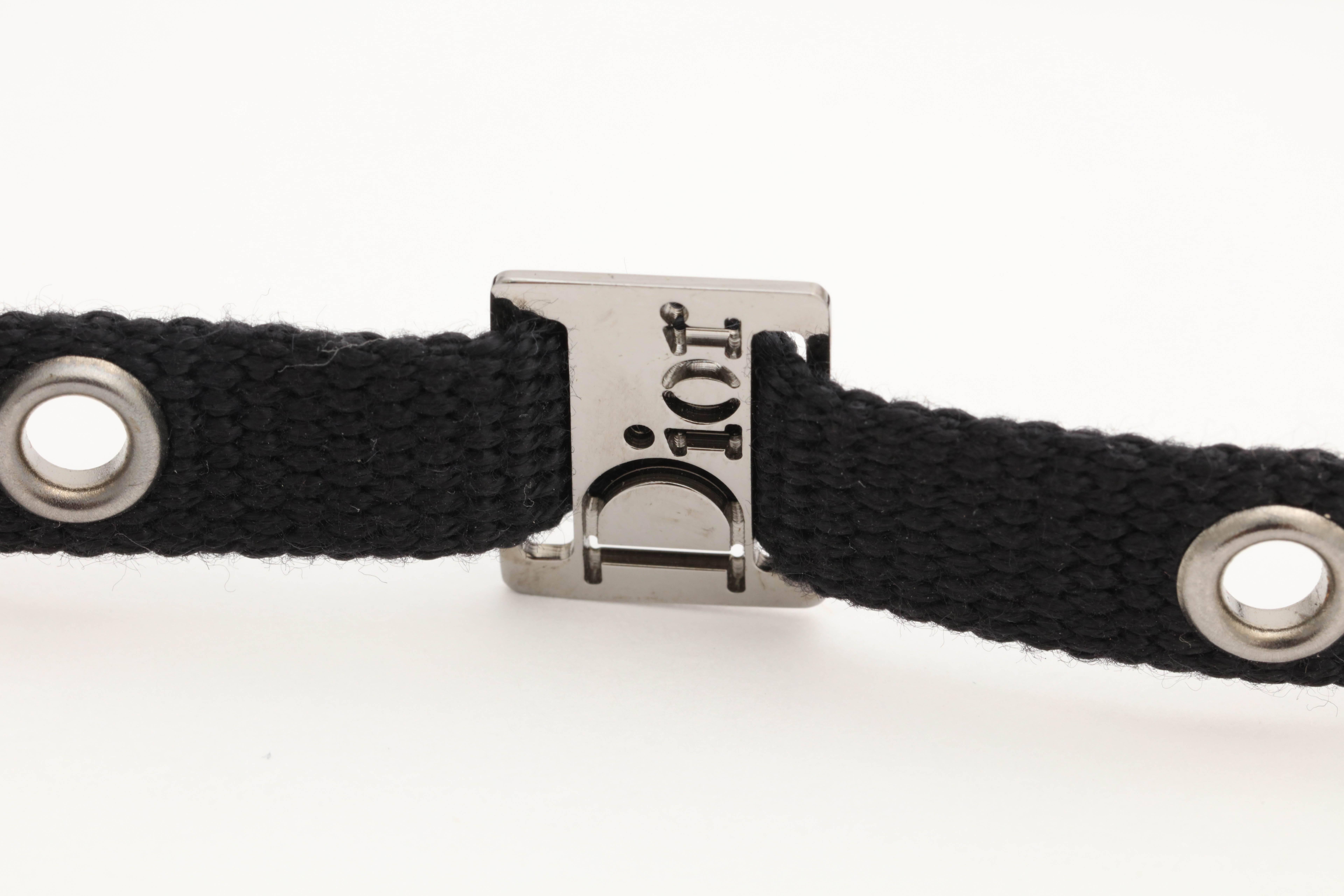 Women's Dior by John Galliano Black Choker with Silver Hardware For Sale