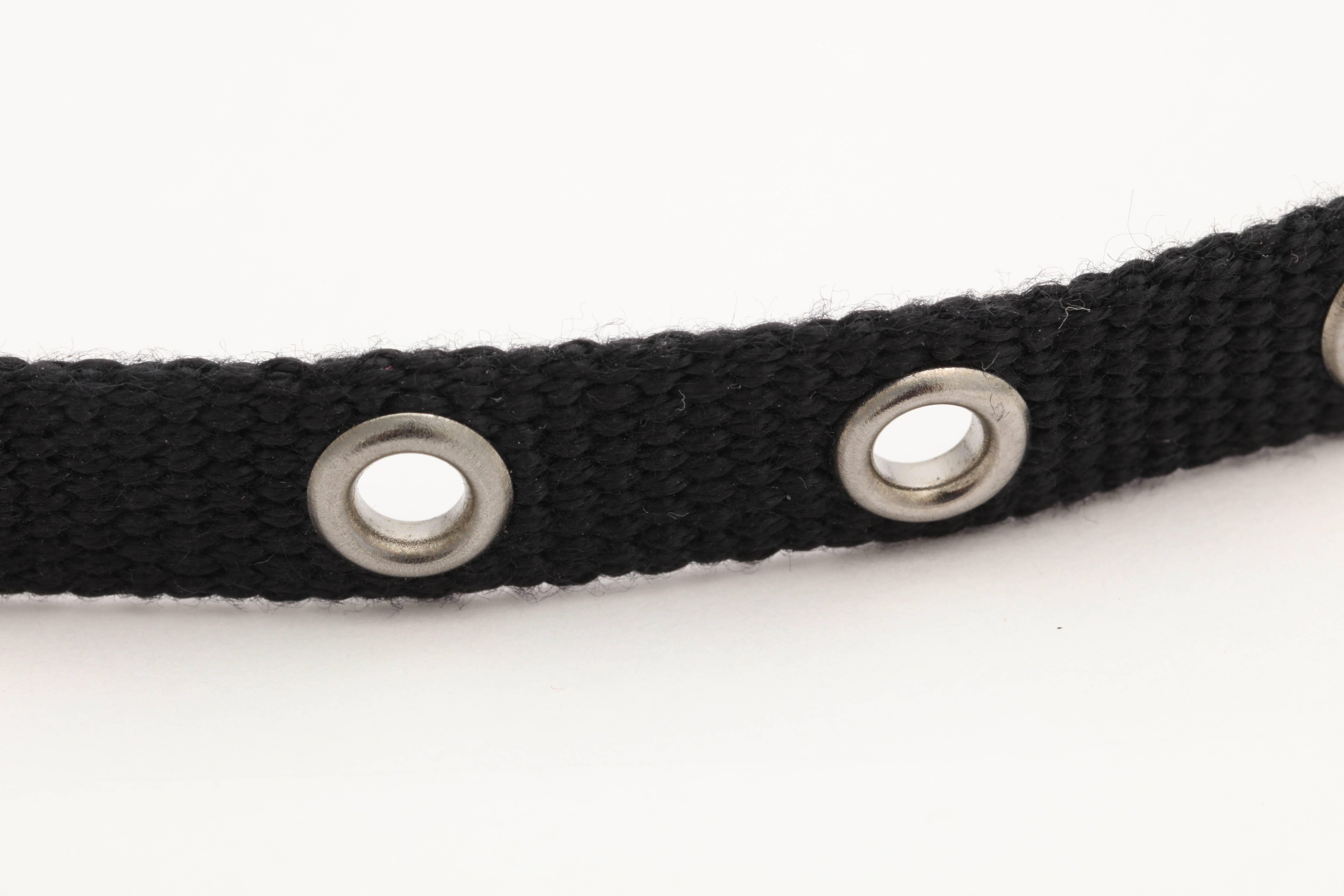 Dior by John Galliano Black Choker with Silver Hardware For Sale 1