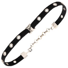 Dior by John Galliano Black Choker with Silver Hardware