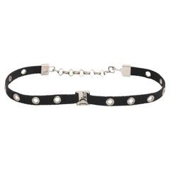 Christian Dior by John Galliano Black and Silver Choker Necklace with Logo