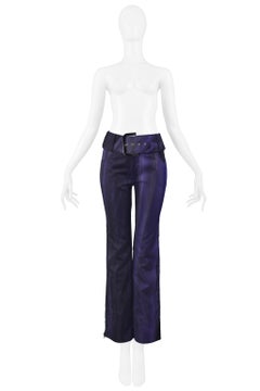 Dior by John Galliano Blue Over Dye Boot Cut Trousers 2001