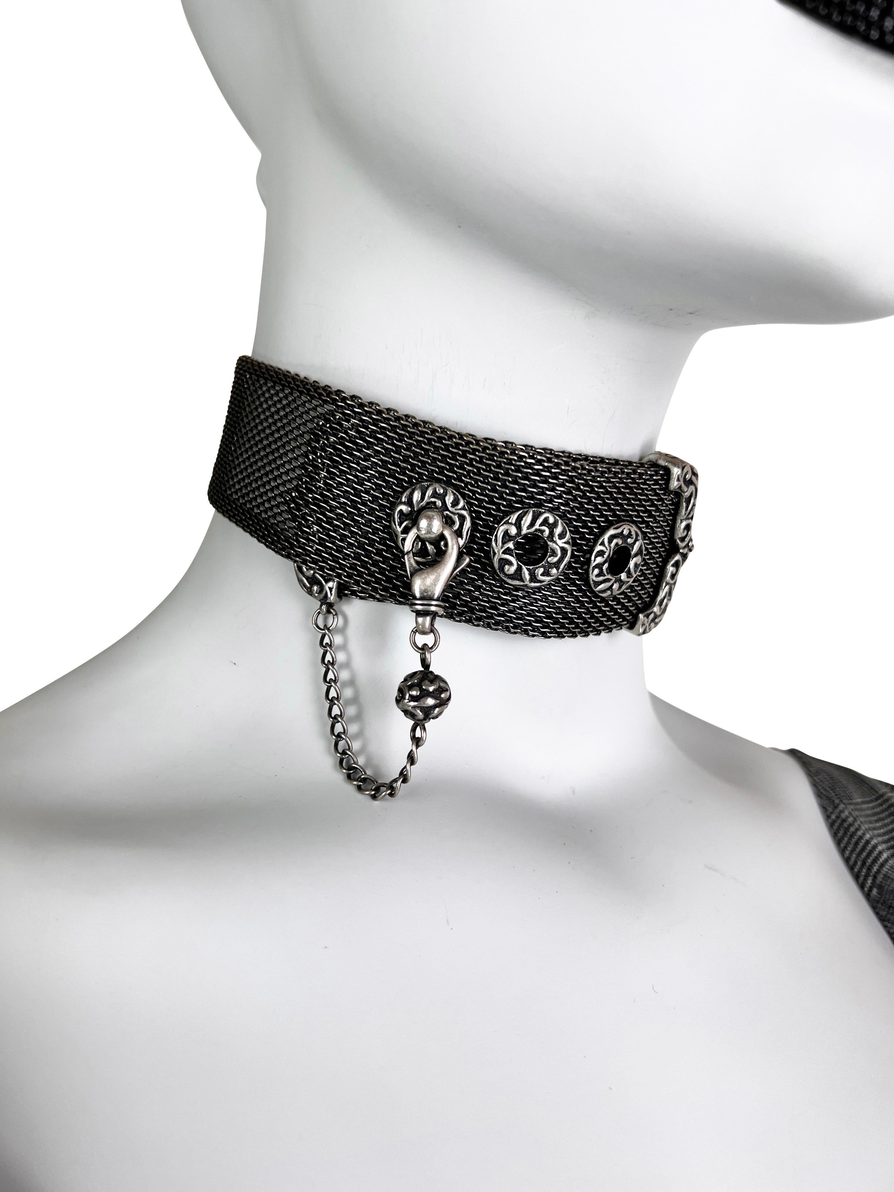 Dior by John Galliano c. 1998 Metal Mesh Chocker In Good Condition For Sale In Prague, CZ