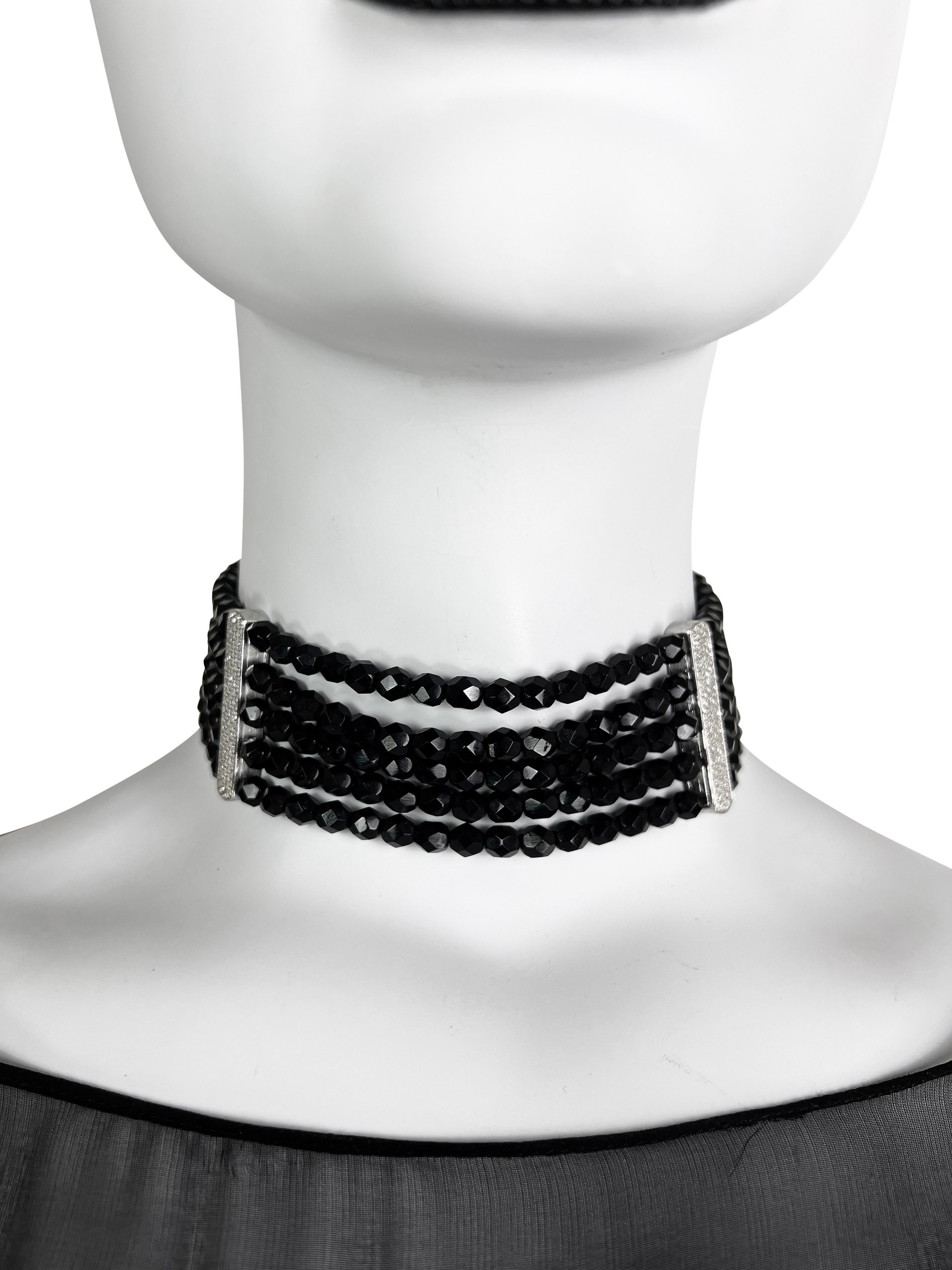Dior by John Galliano c. 1999 Multistrand Black Choker with Pavé Hardware In Good Condition For Sale In Prague, CZ