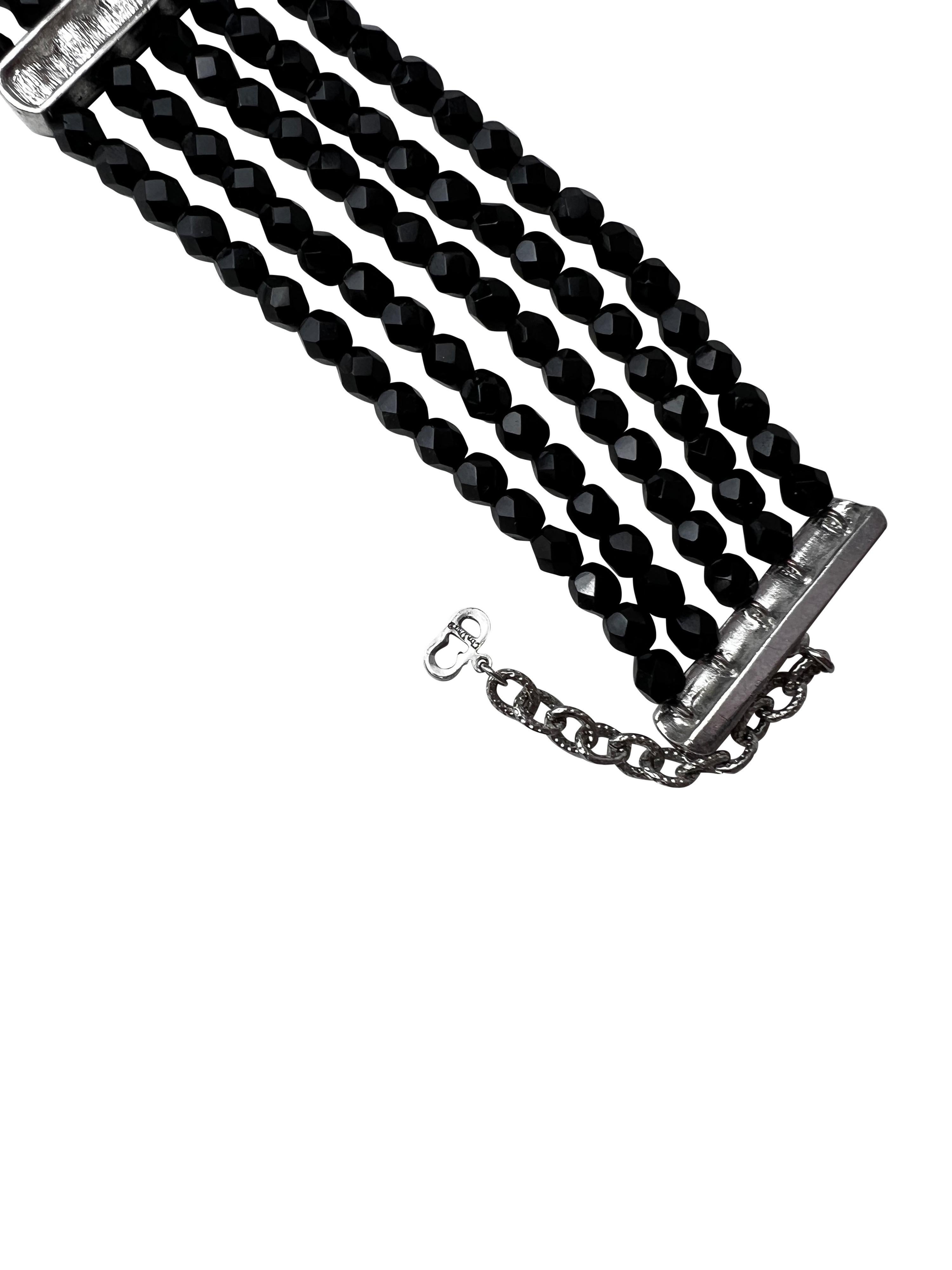 Dior by John Galliano c. 1999 Multistrand Black Choker with Pavé Hardware For Sale 4