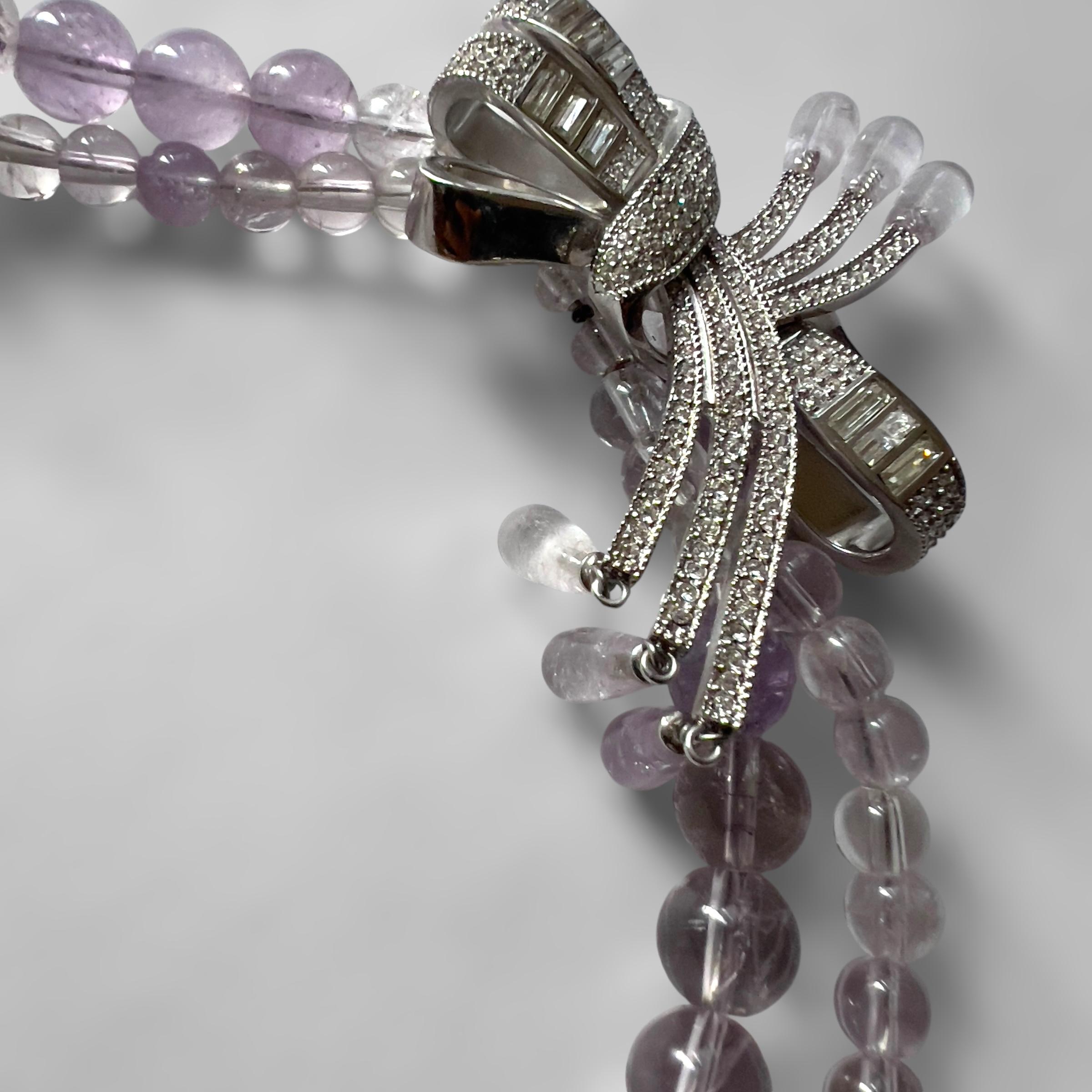 Women's Dior by John Galliano c2003 Amethyst-Look Necklace with Bow Detail For Sale