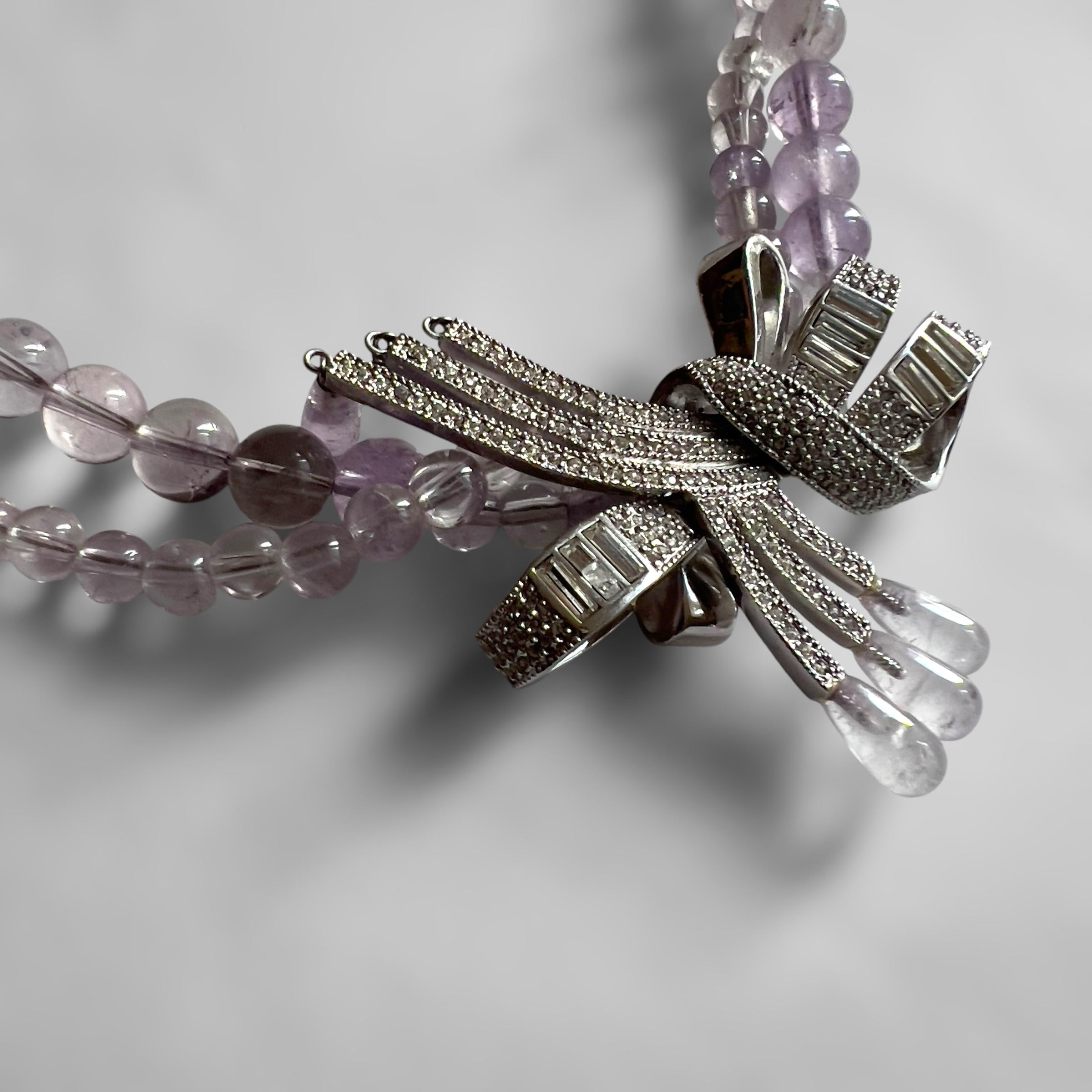 Dior by John Galliano c2003 Amethyst-Look Necklace with Bow Detail For Sale 1