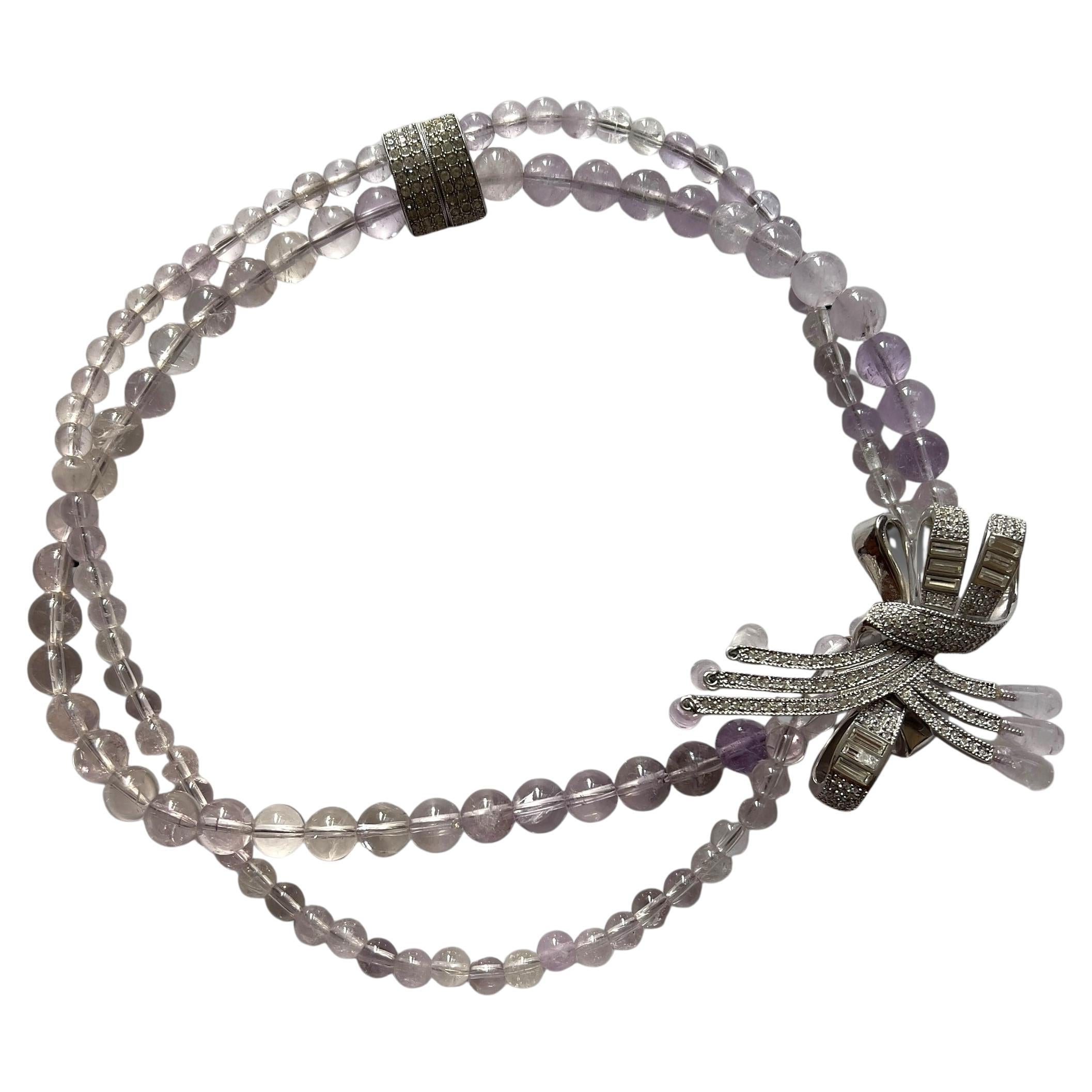 Dior by John Galliano c2003 Amethyst-Look Necklace with Bow Detail For Sale