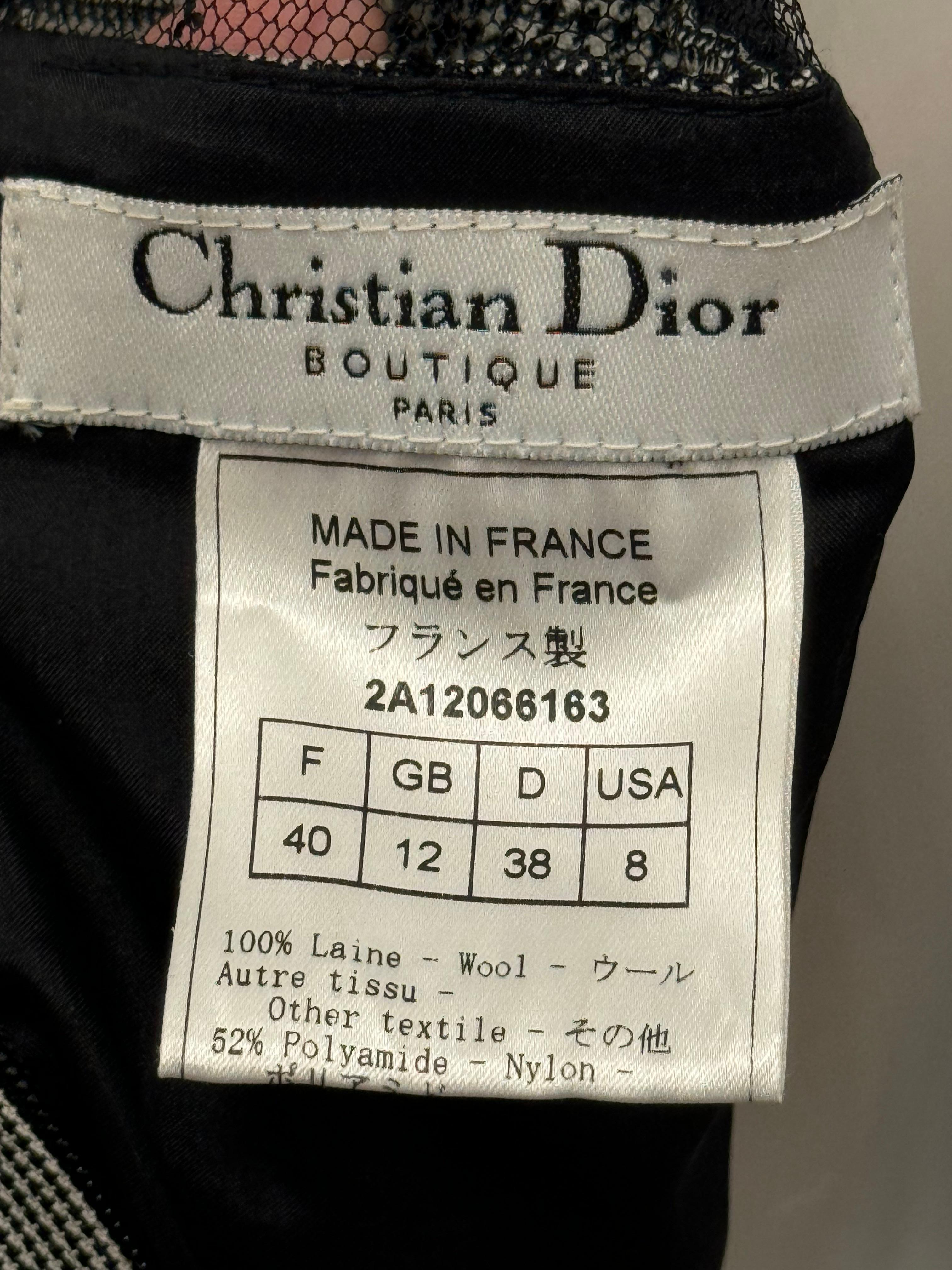 Dior by John Galliano F/W 2002 Prinz von Wales und Spitzenkleid (Grau) im Angebot