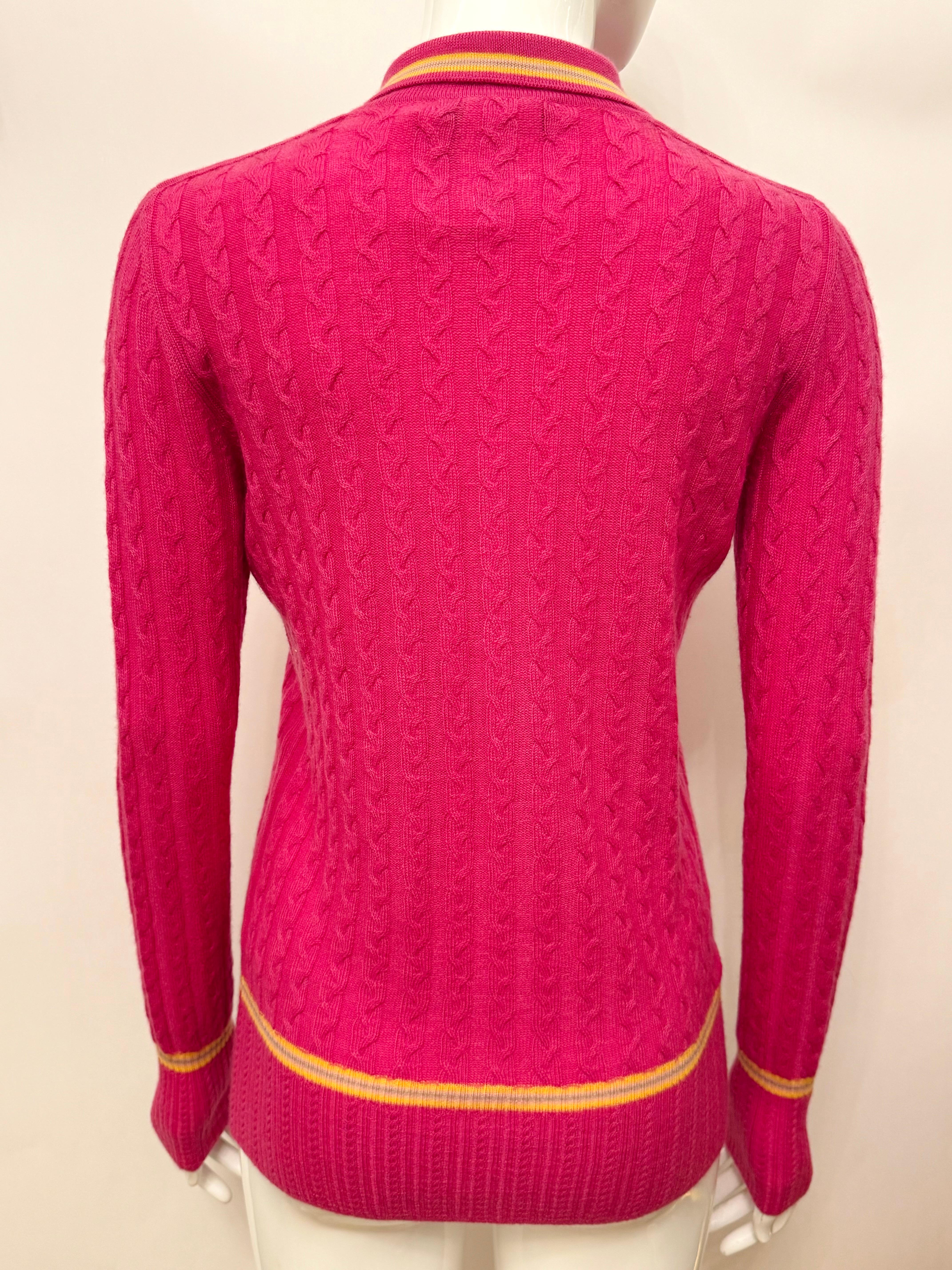 Dior by John Galliano F/W 2004 cardigan en cachemire rose et jaune 6