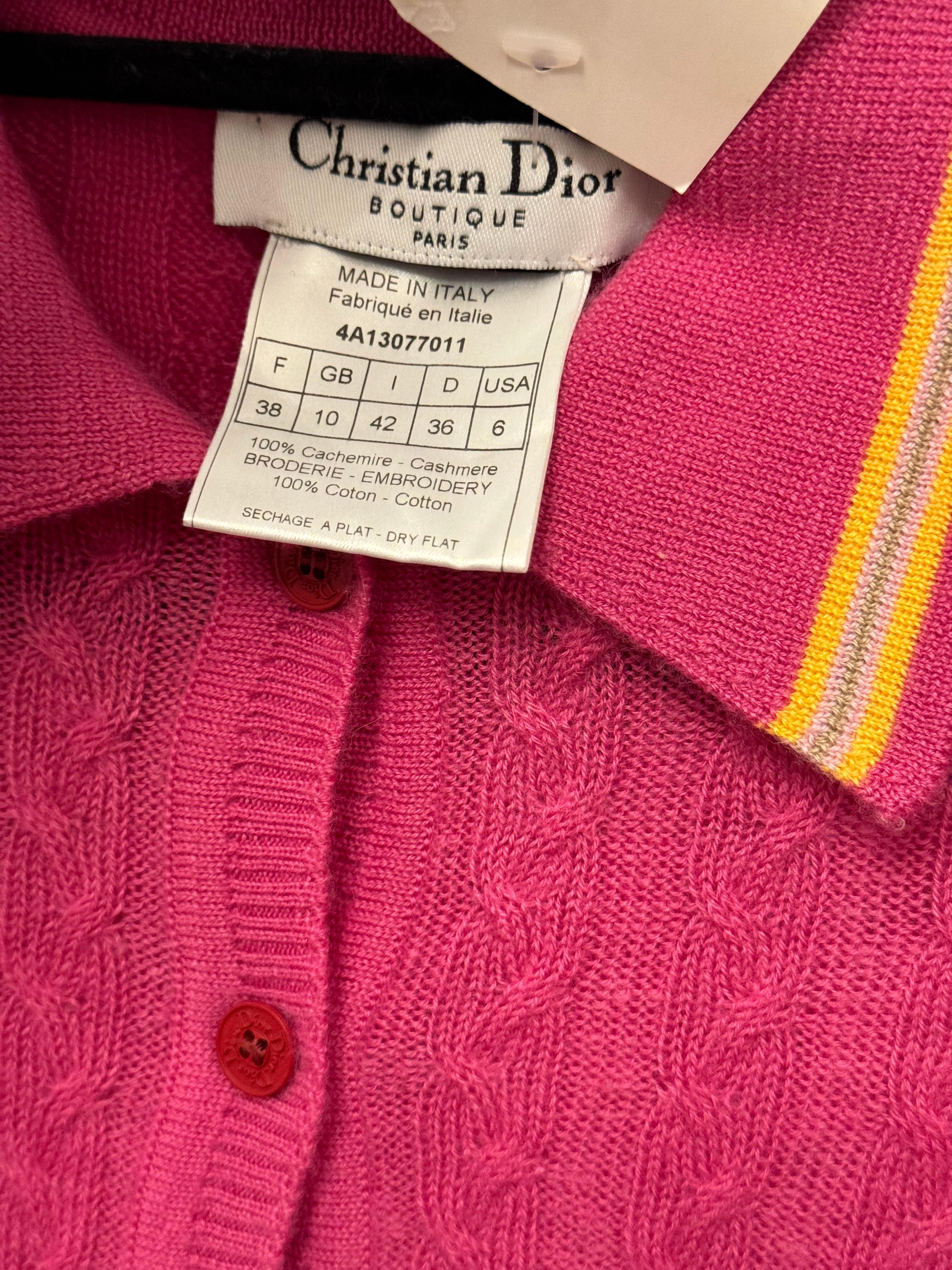  Dior by John Galliano F/W 2004 cardigan en cachemire rose et jaune Unisexe 