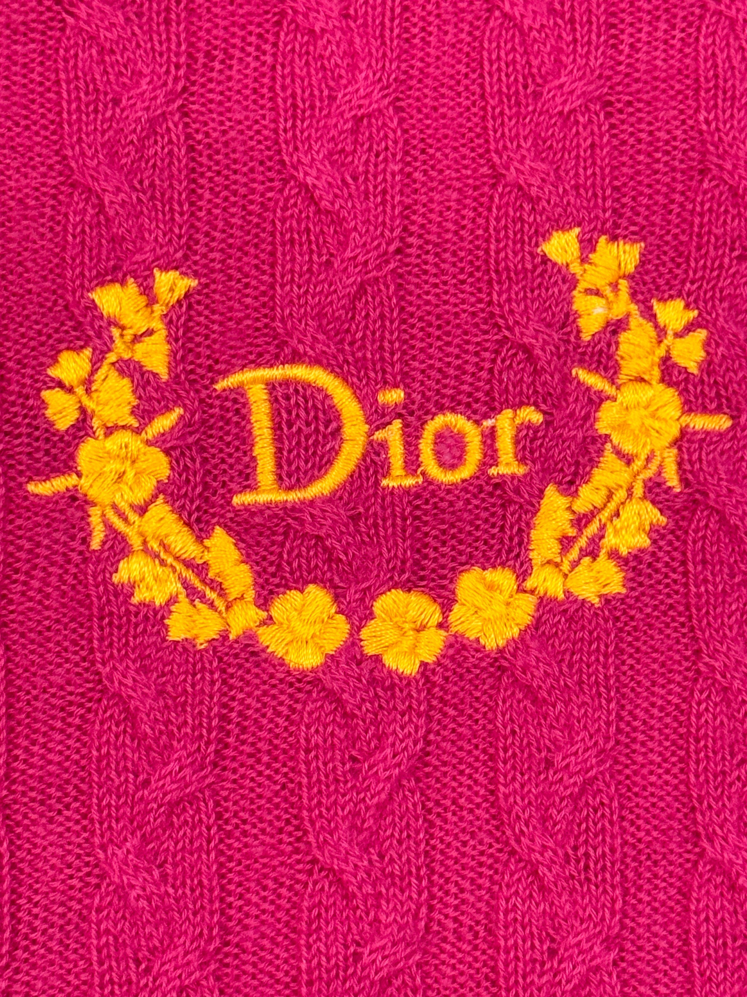 Dior by John Galliano F/W 2004 cardigan en cachemire rose et jaune 2
