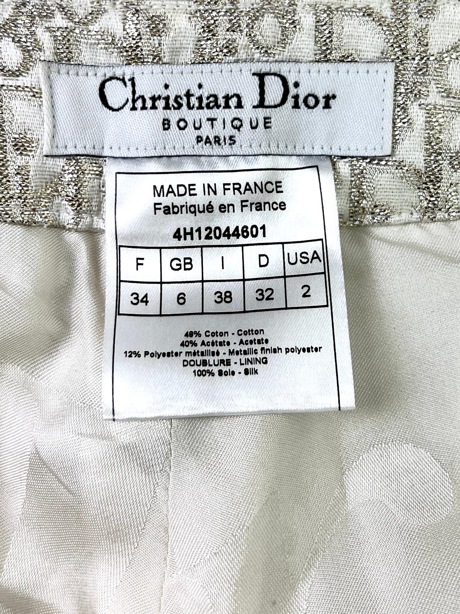 Dior by John Galliano Fall 2004 Golden Metallic Monogram Pants For Sale 7