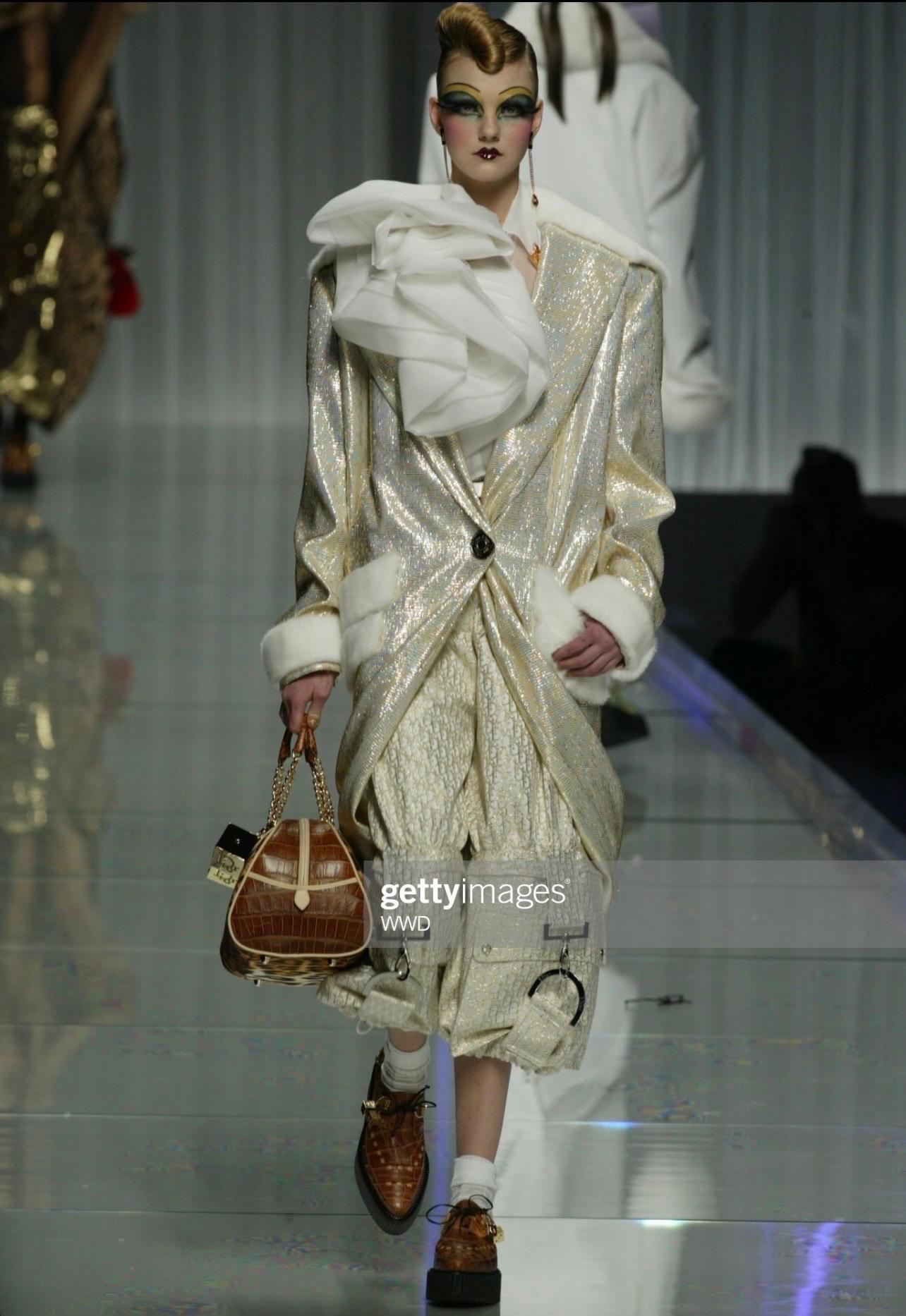 Dior by John Galliano Fall 2004 Golden Metallic Monogram Pants For Sale 1