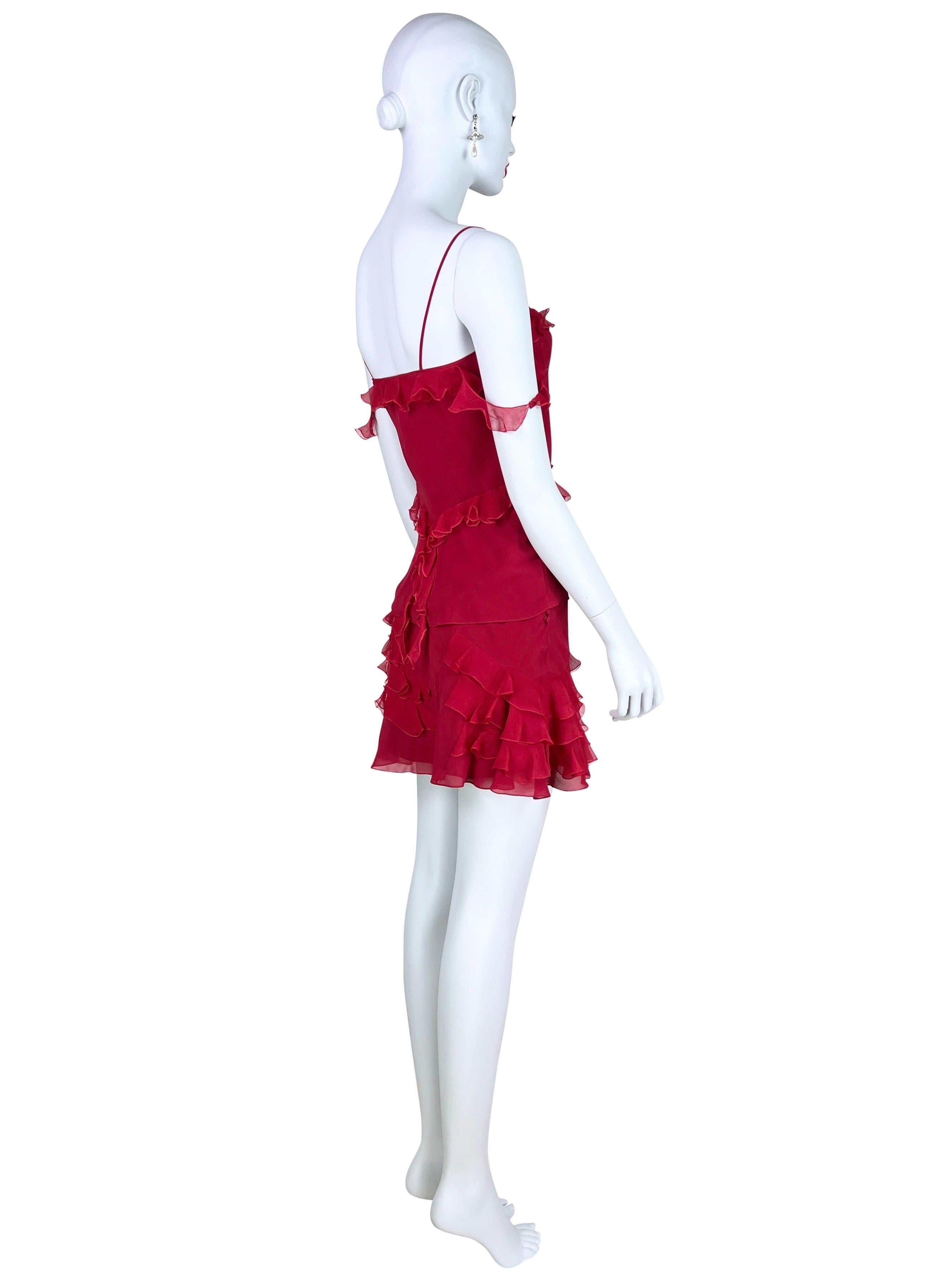 Dior by John Galliano Fall 2004 Red Ruffled Silk Set 5