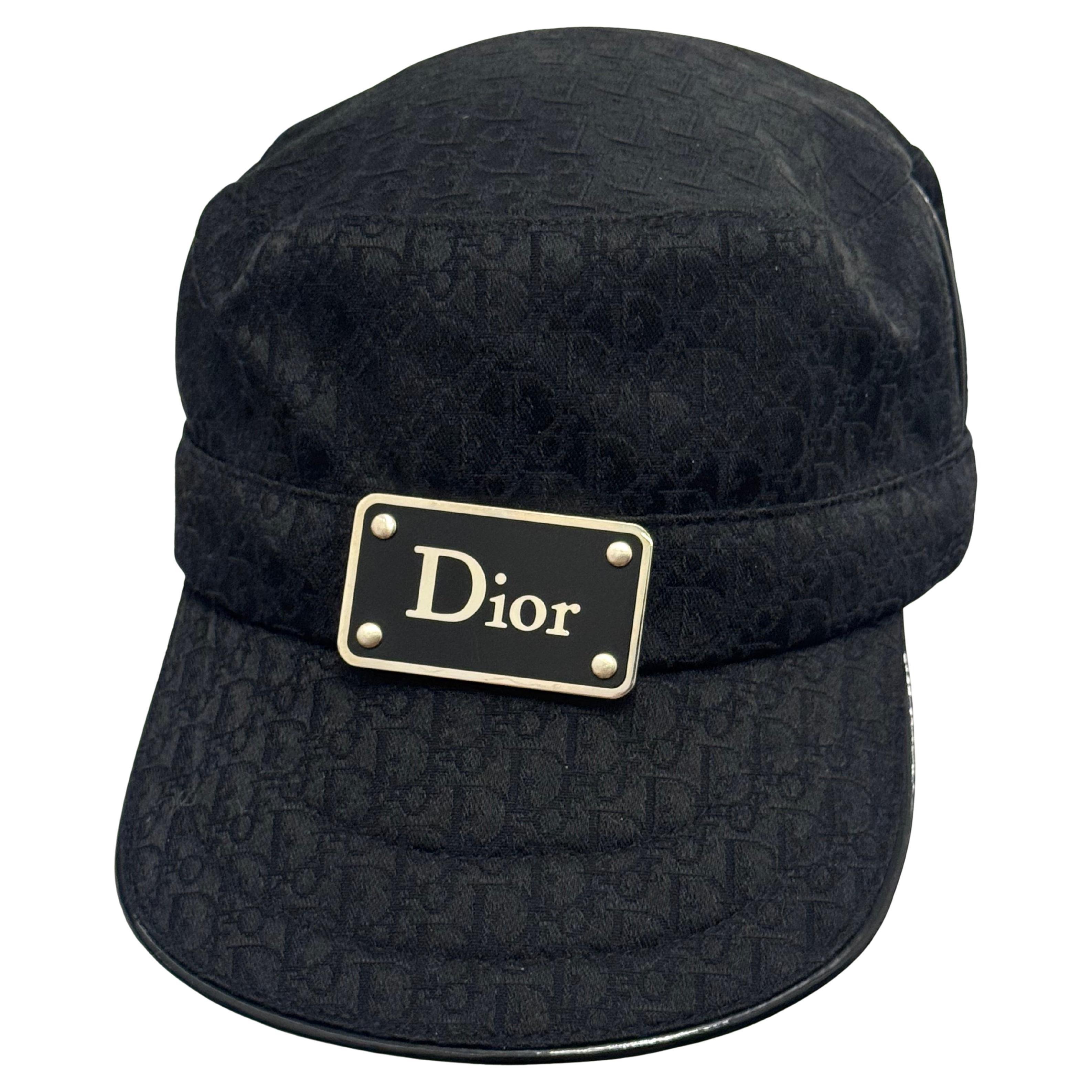 Cappello Dior by John Galliano con logo e monogram obliquo nero in vendita