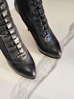 Dior by John Galliano Mesh Lace Up Knee High Boots Vintage Icon EU 39 9 Box