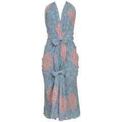 Dior by John Galliano Pleated Fan Cocktail Dress w Halter Neck & Open Back