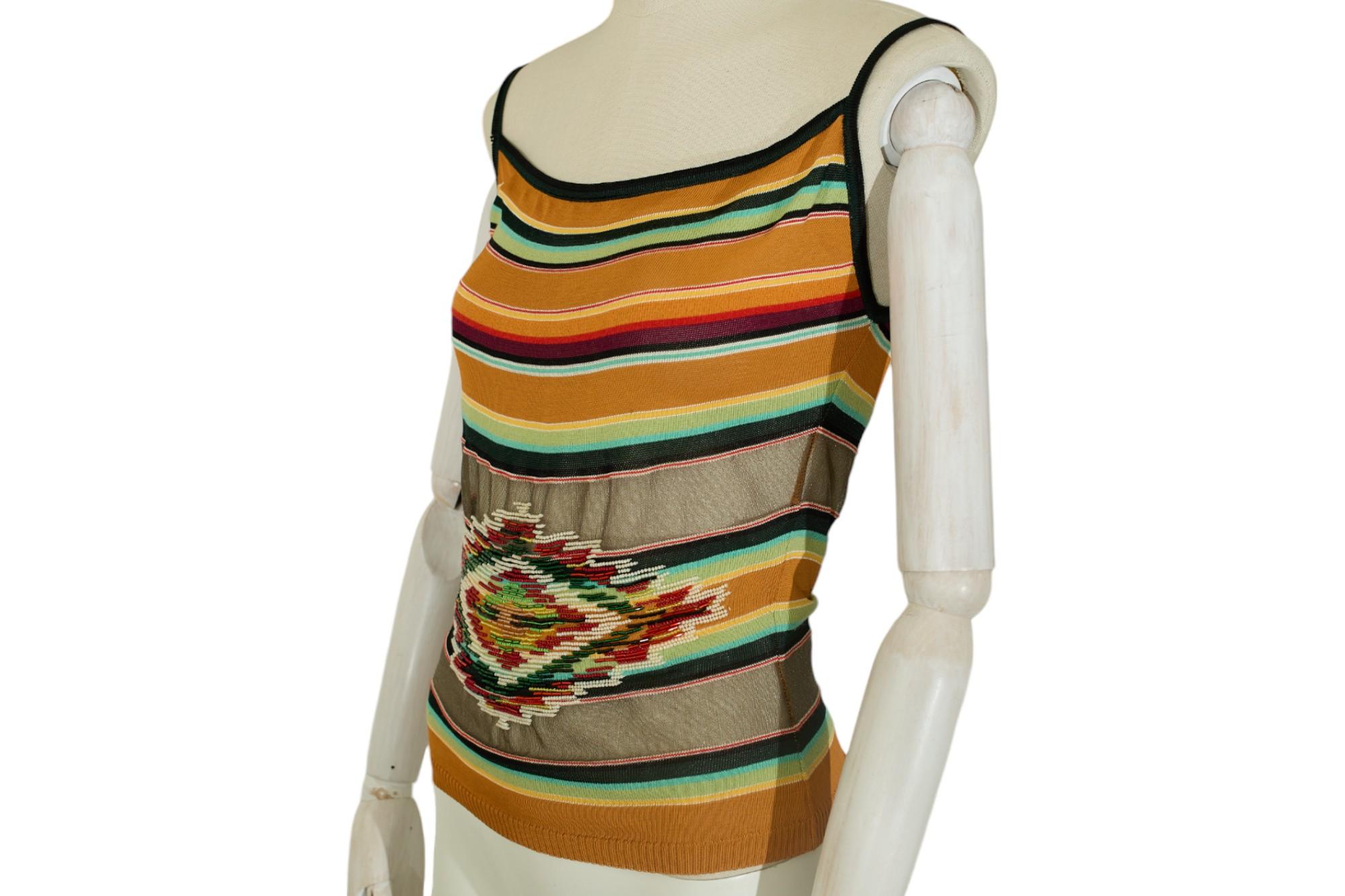 Dior by John Galliano S/S 2002 Beaded Cardigan Tanktop Set For Sale 9