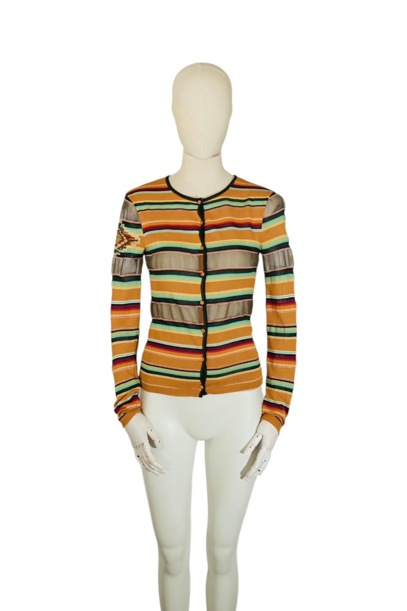 Beige Dior by John Galliano S/S 2002 Beaded Cardigan Tanktop Set For Sale