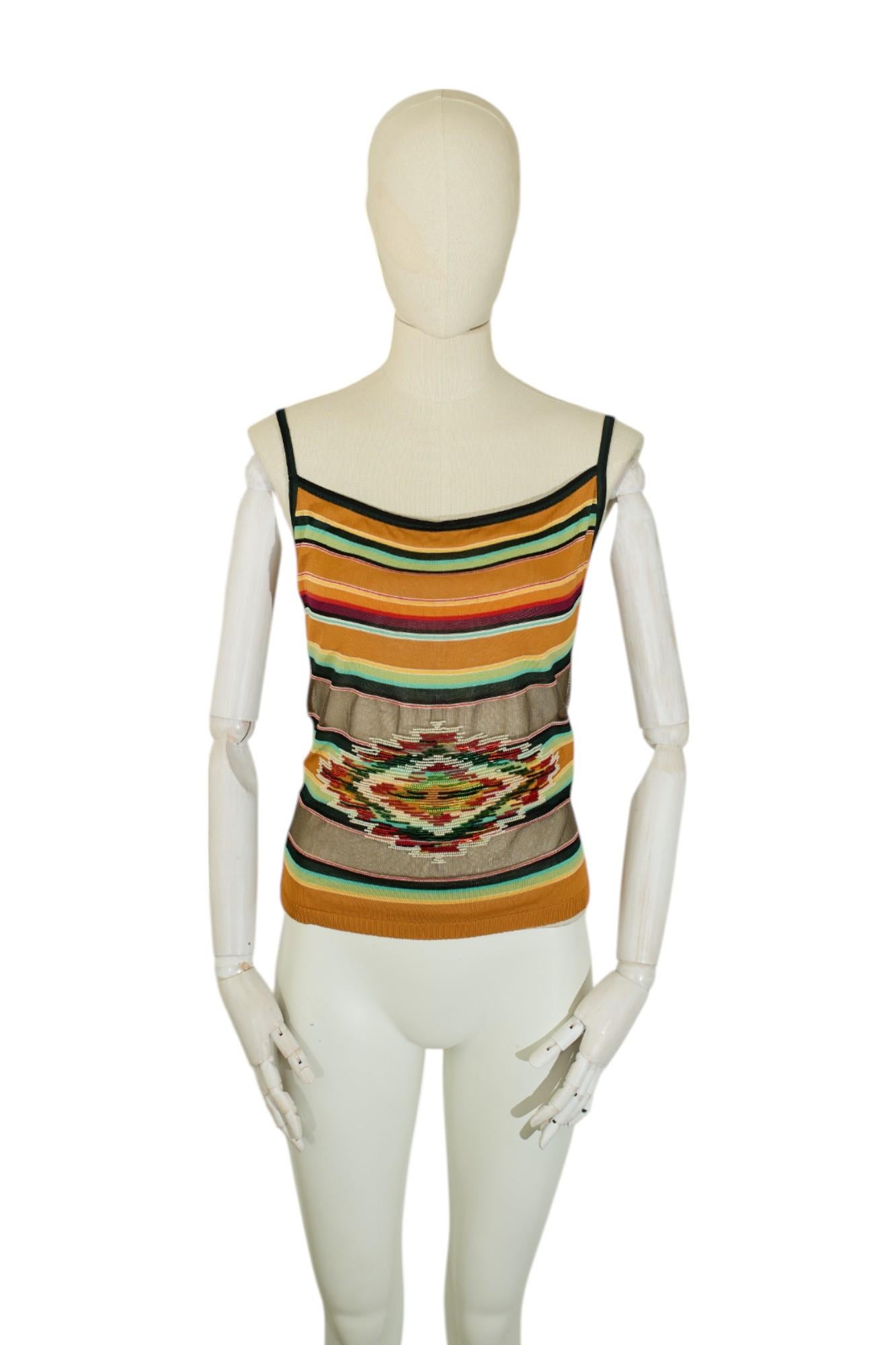 Dior by John Galliano S/S 2002 Beaded Cardigan Tanktop Set In Good Condition For Sale In LISSE, NL