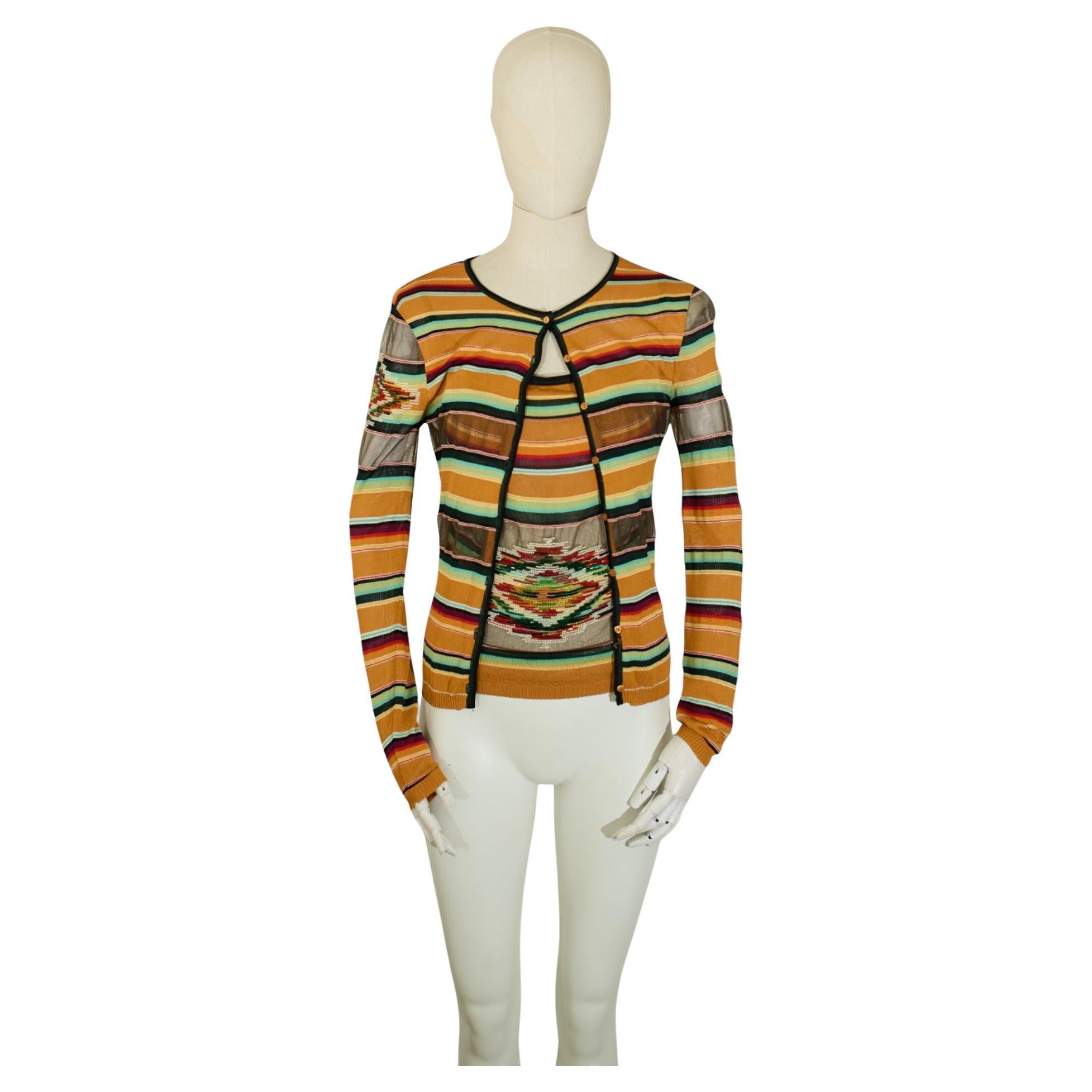 Dior by John Galliano S/S 2002 Beaded Cardigan Tanktop Set For Sale
