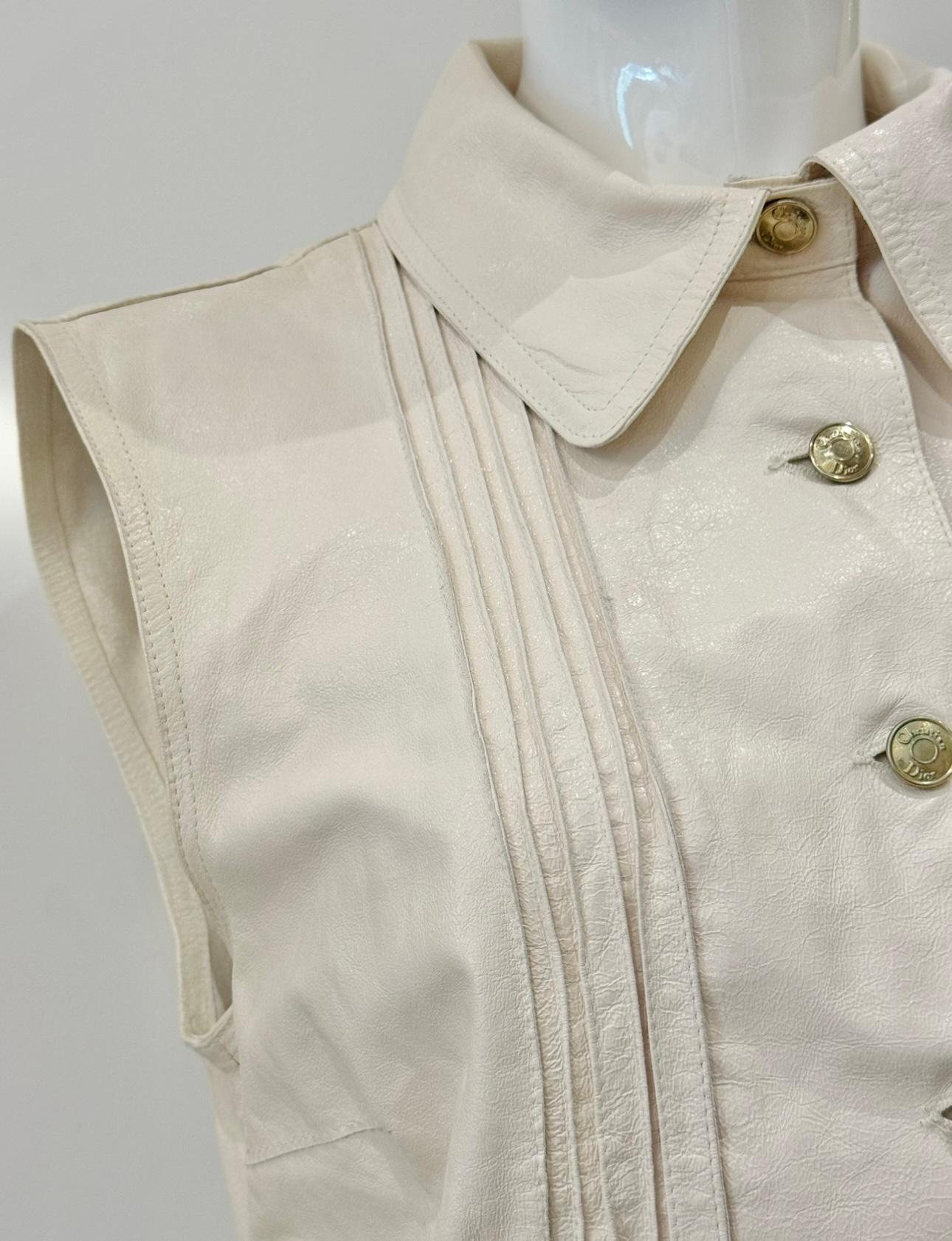 Dior by John Galliano S/S 2002 Goat leather vest In Excellent Condition For Sale In PARIS, FR