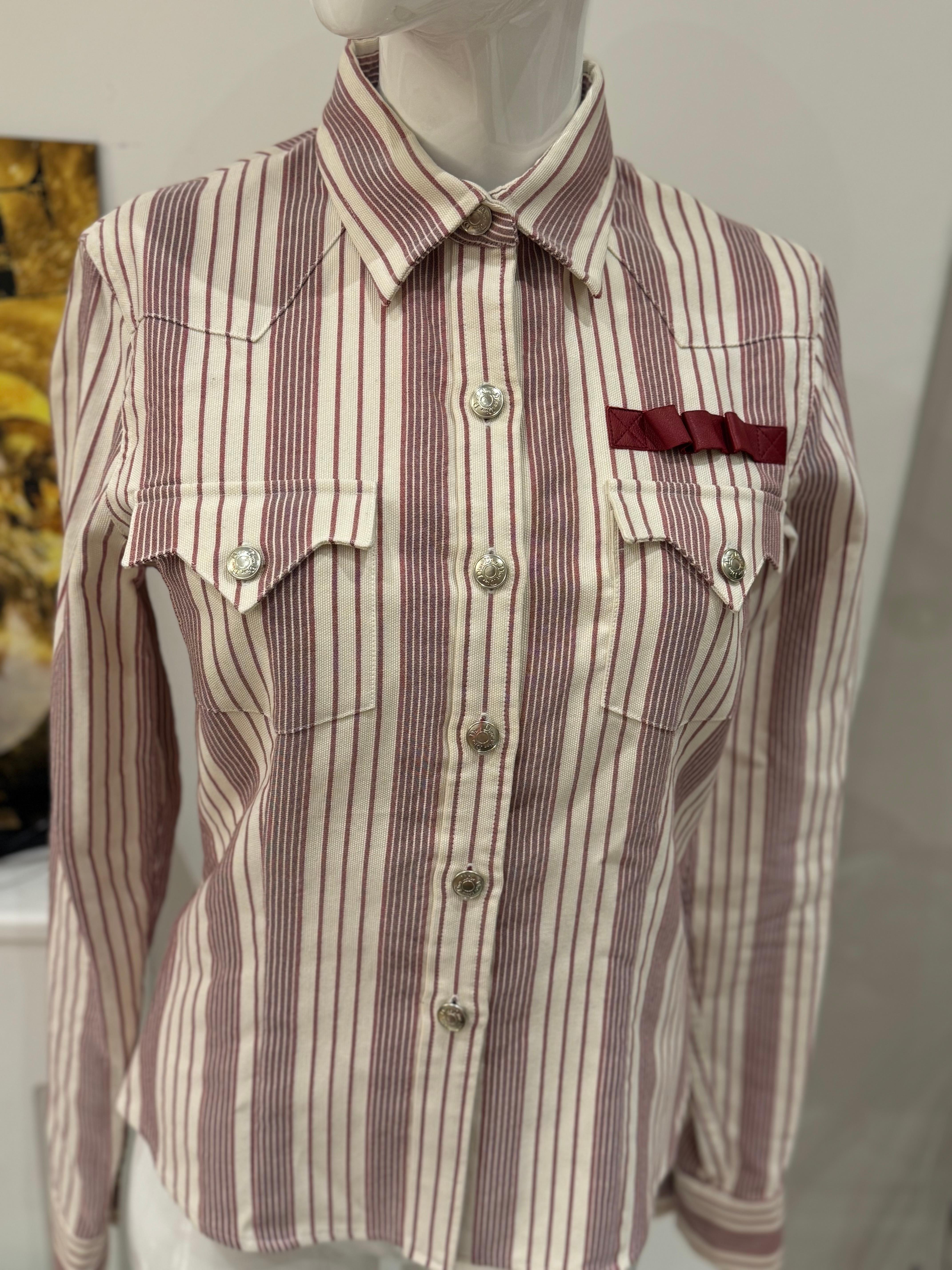 Camicia blouson in cotone Dior by John Galliano P/E 2003 in vendita 2