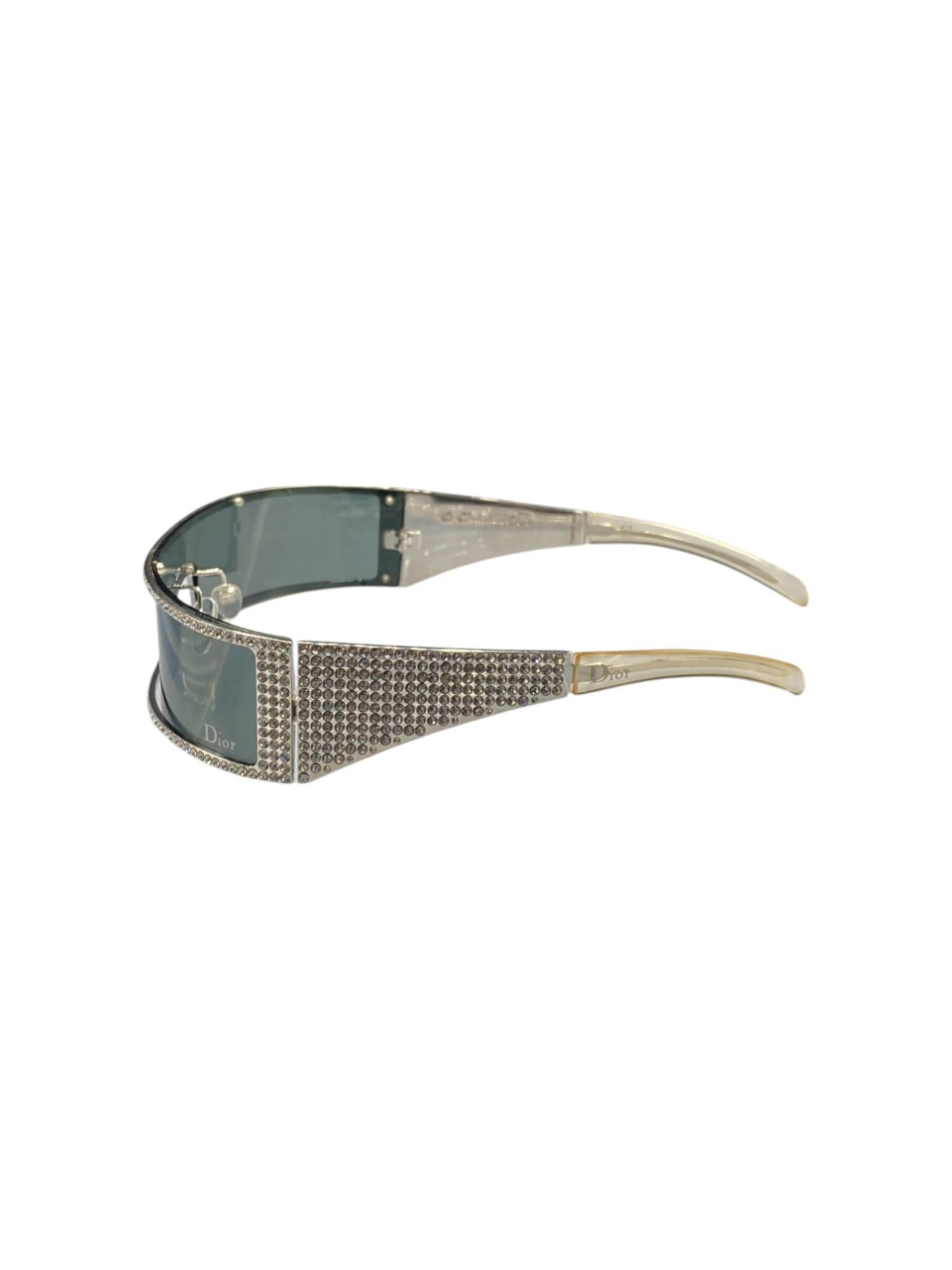 Gray Dior by John Galliano S/S 2003 Dior Punk Swarovski Sunglasses For Sale