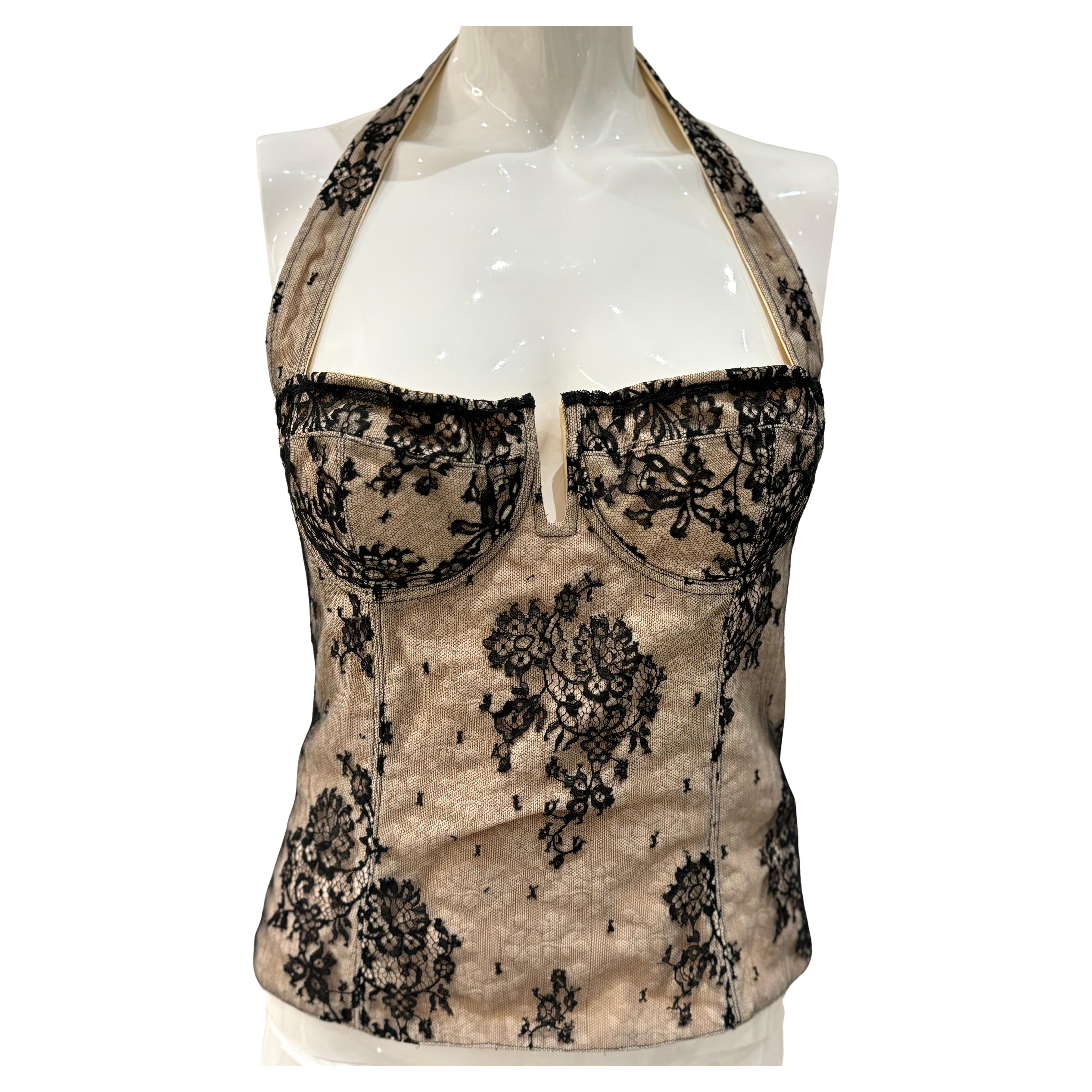 Dior by John Galliano - P/E 2004 - top bustier in pizzo con corsetto