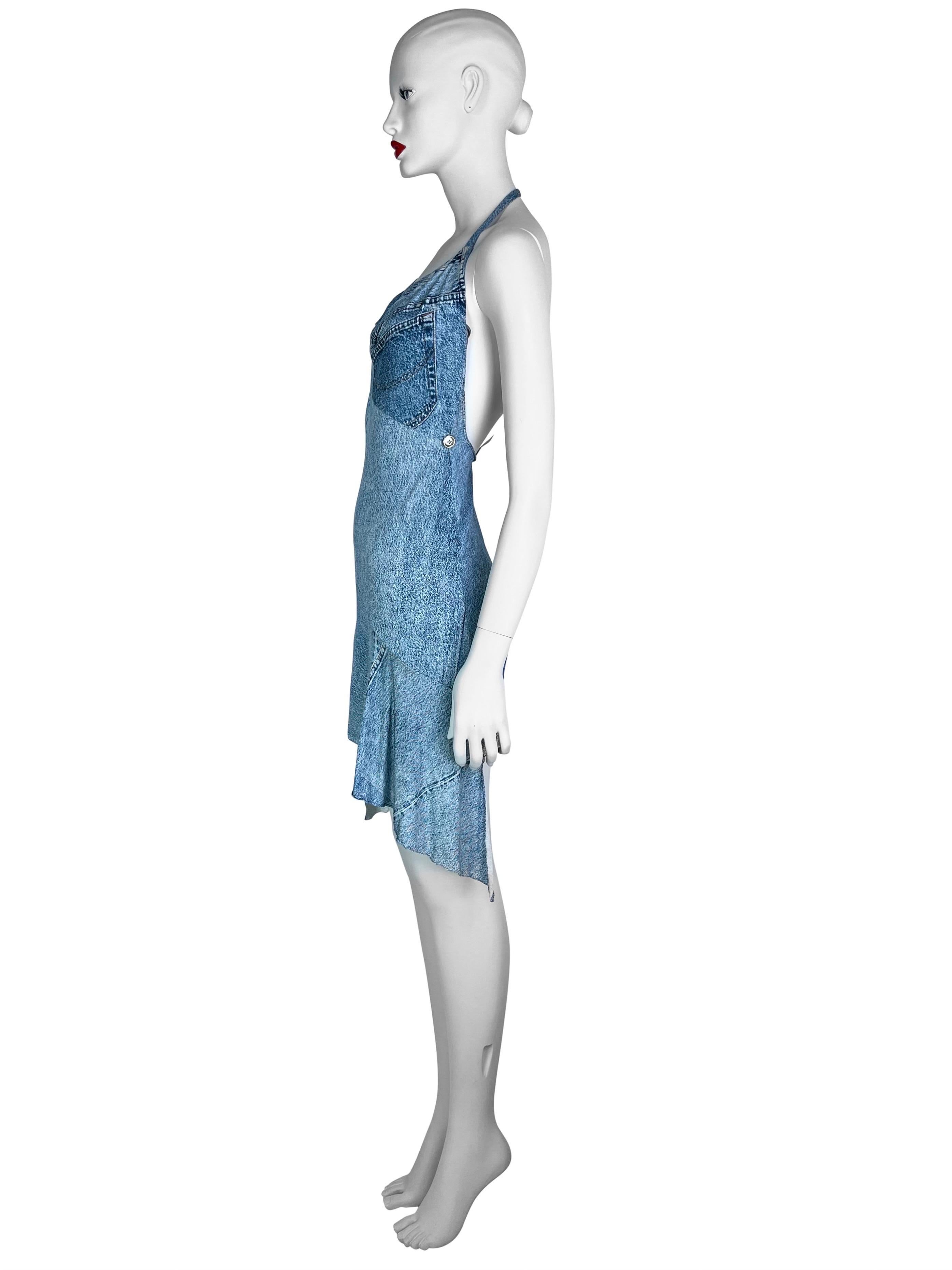 Dior by John Galliano Spring 2000 RTW Denim Trompe L’œil Silk Mini Dress 4