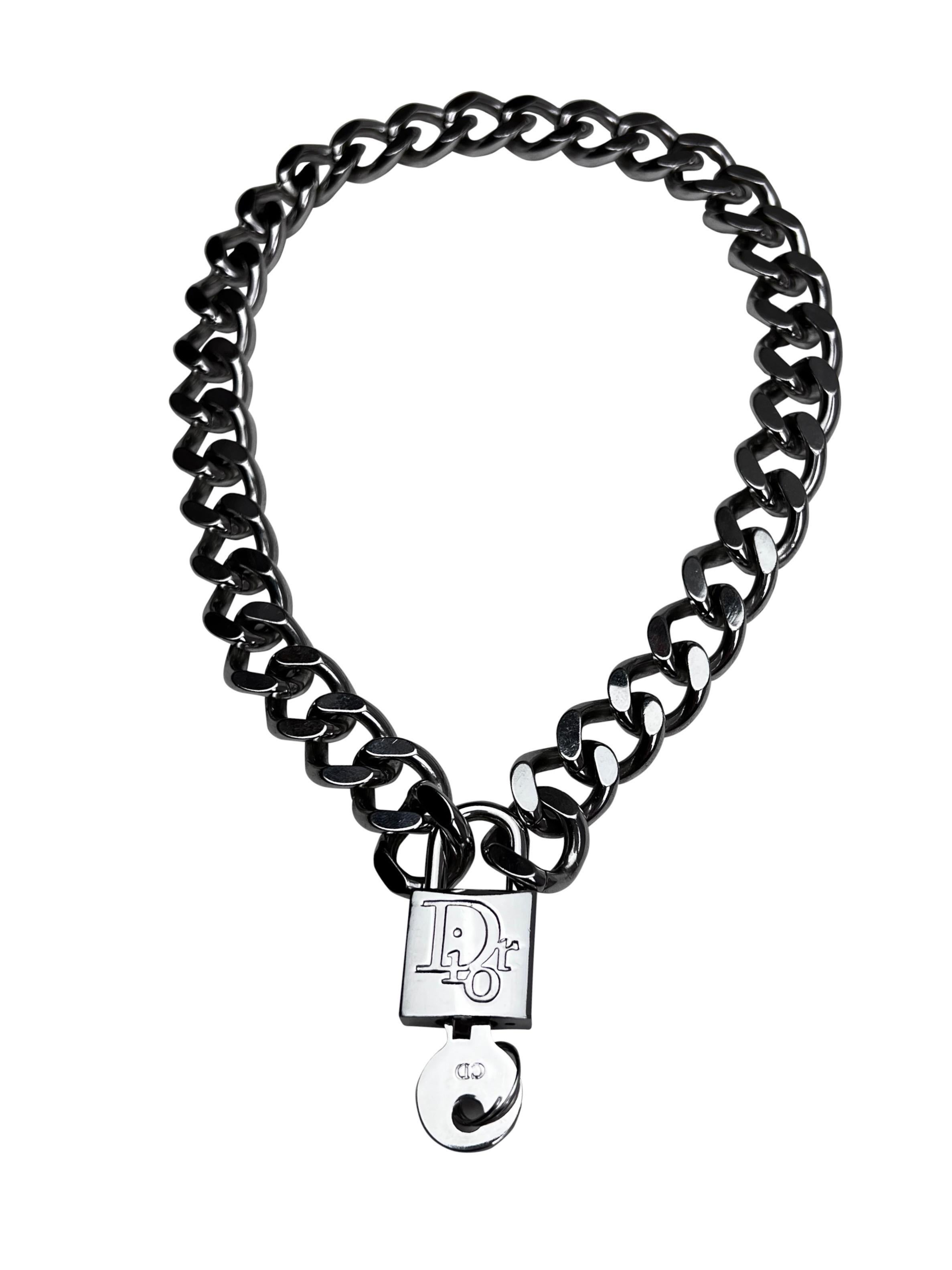 Women's Dior by John Galliano Spring 2001 Haute Couture Show Logo Padlock Chain For Sale