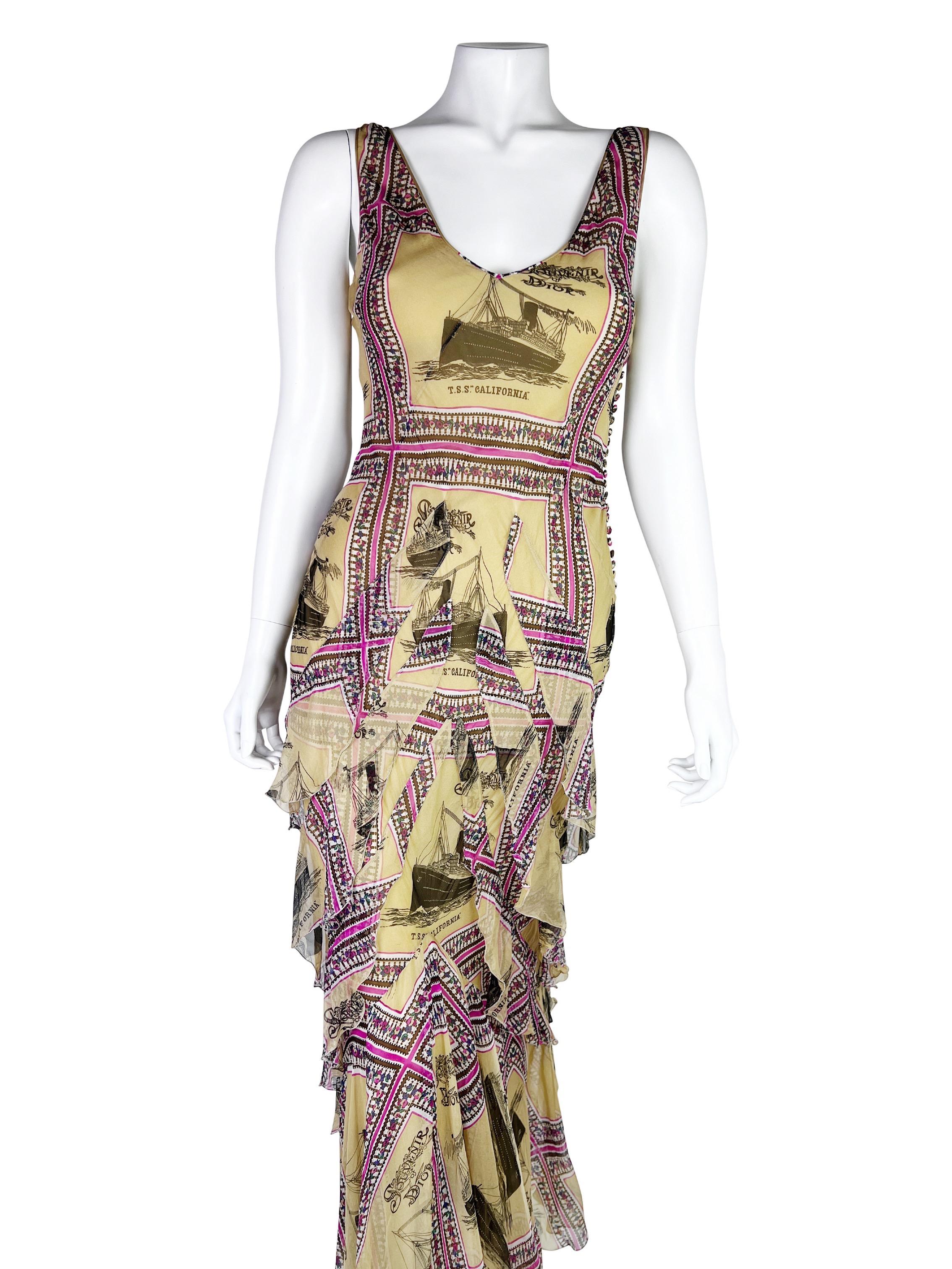 Dior by John Galliano Spring 2002 RTW Printed Silk Gown In Good Condition In Prague, CZ