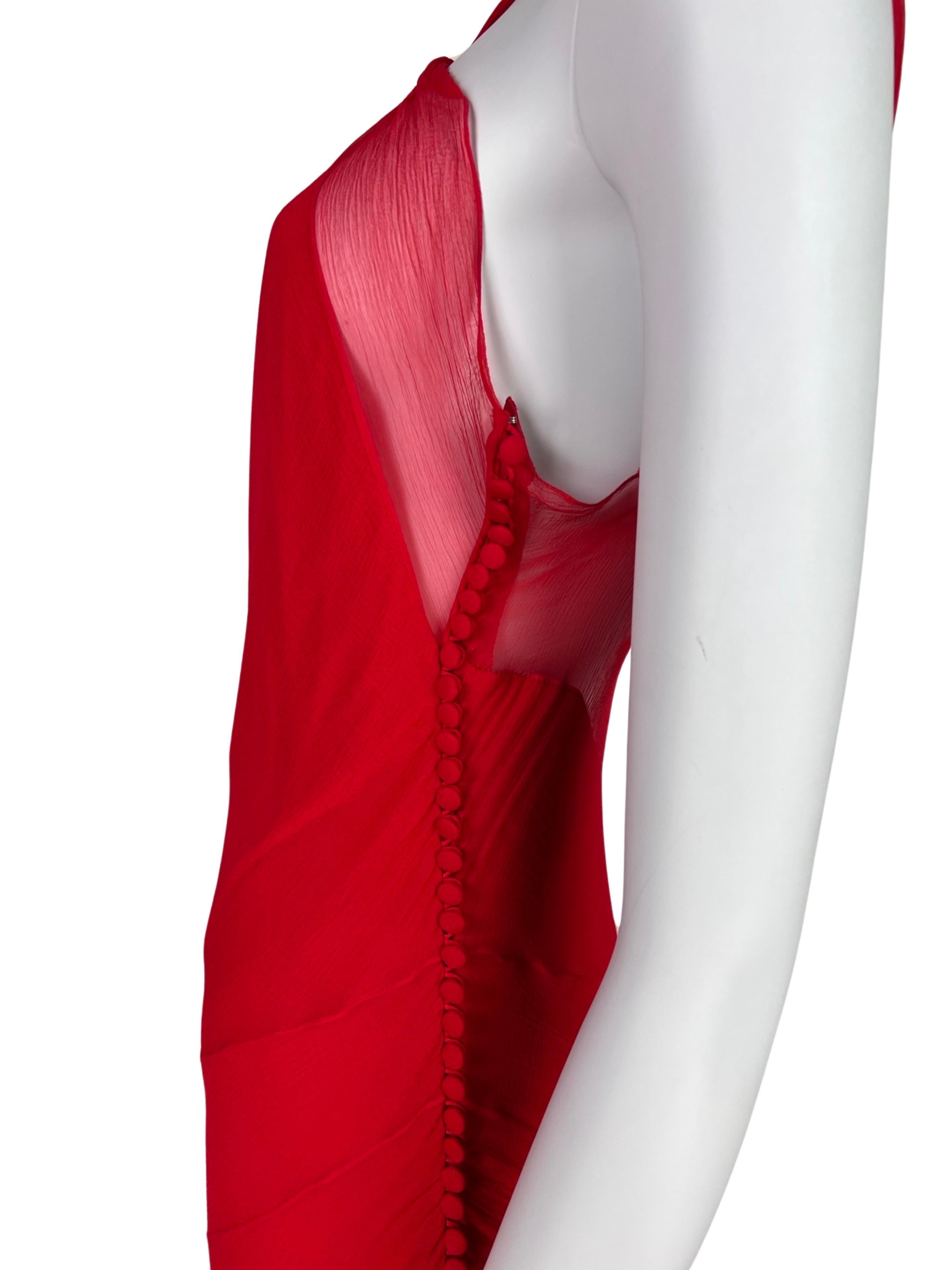 Dior by John Galliano Spring 2004 Red Bias Cut Silk Chiffon Dress 1