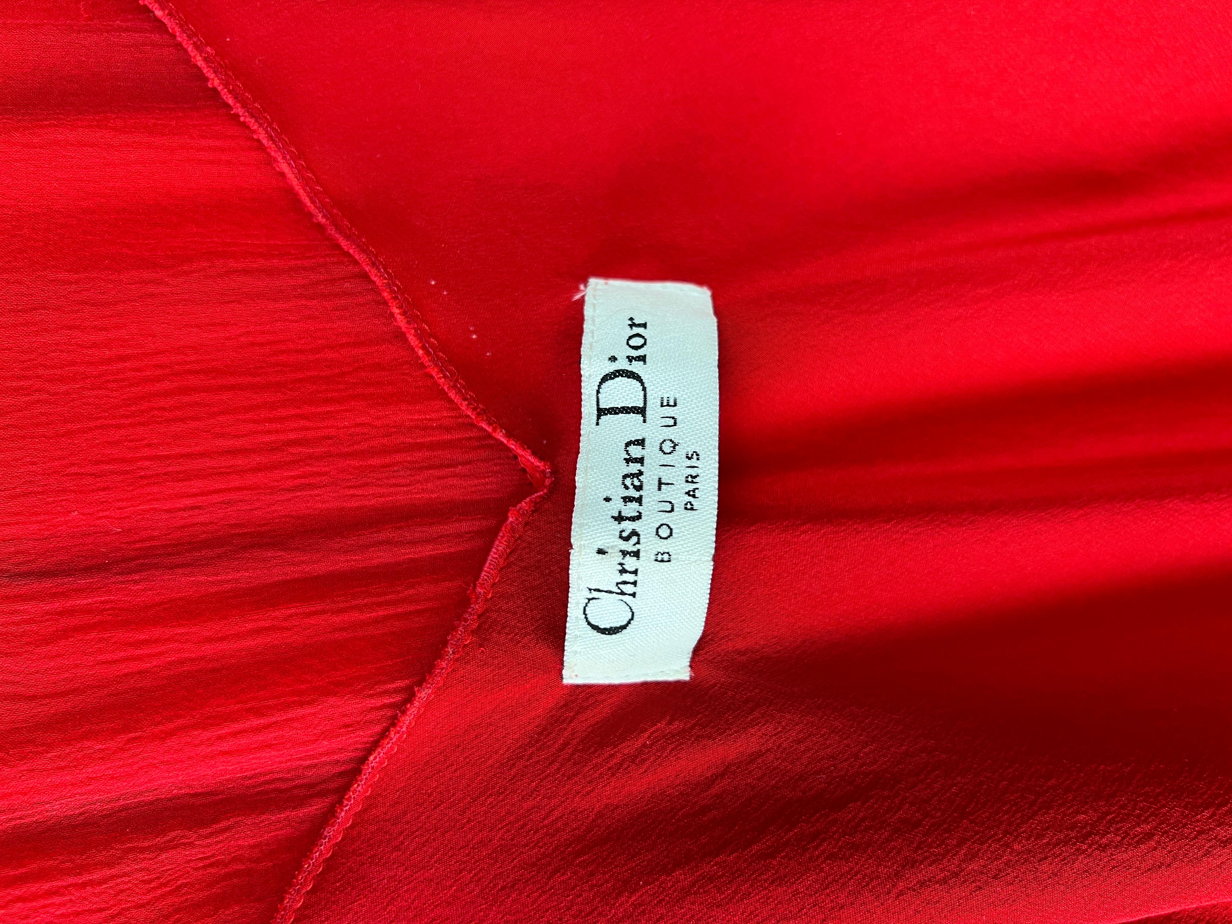 Dior by John Galliano Spring 2004 Red Bias Cut Silk Chiffon Dress 2