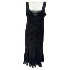 Abito con ricamo in seta nera Dior by John Galliano primavera 2005